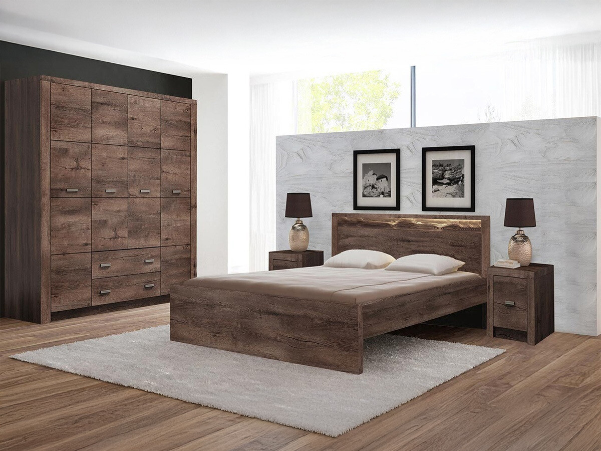 Slaapkamer set Serfeno 120 (Donker essen)