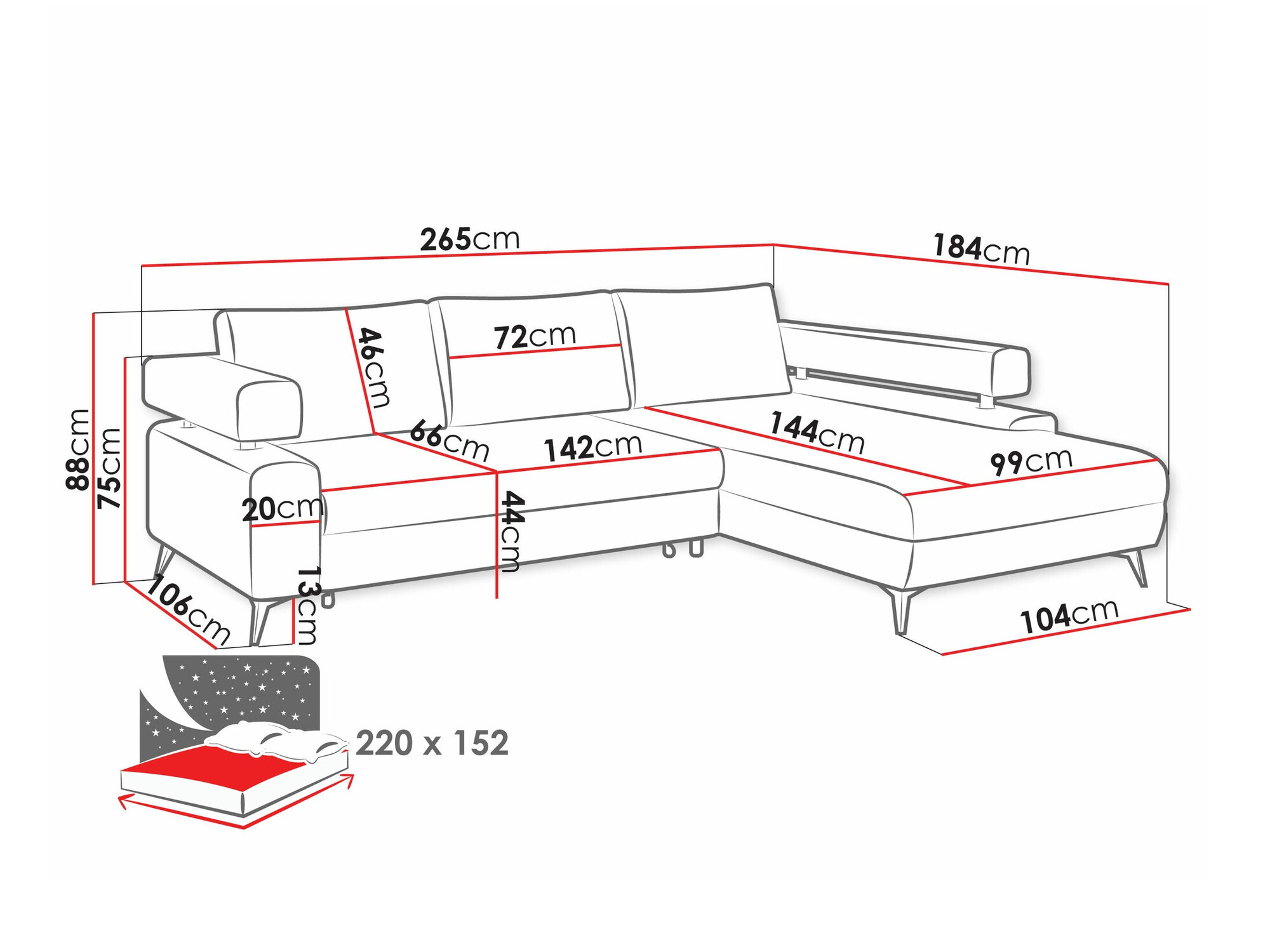 Hoekbank Lincoln 199 (Primo 48)