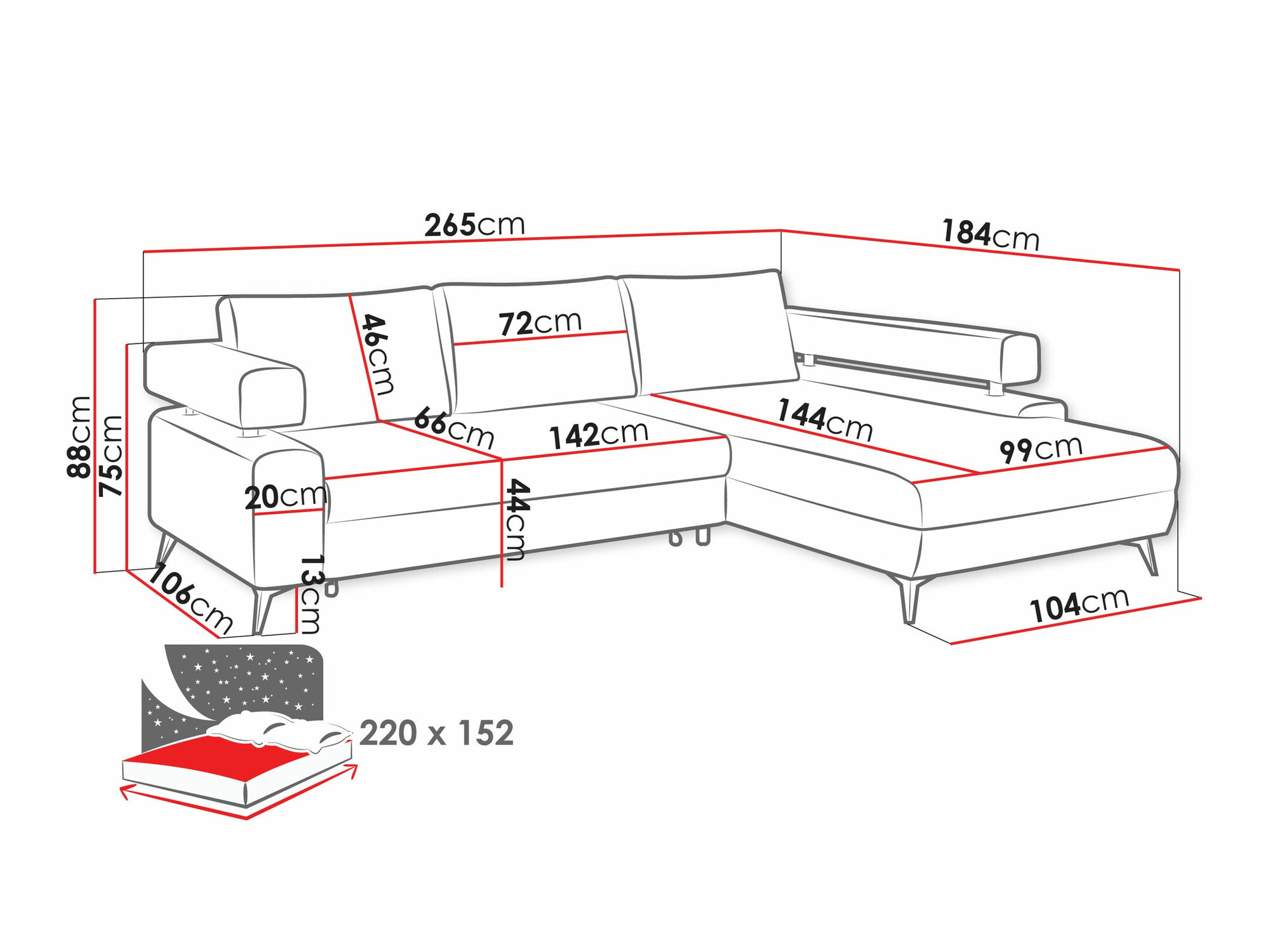 Hoekbank Lincoln 199 (Primo 48)