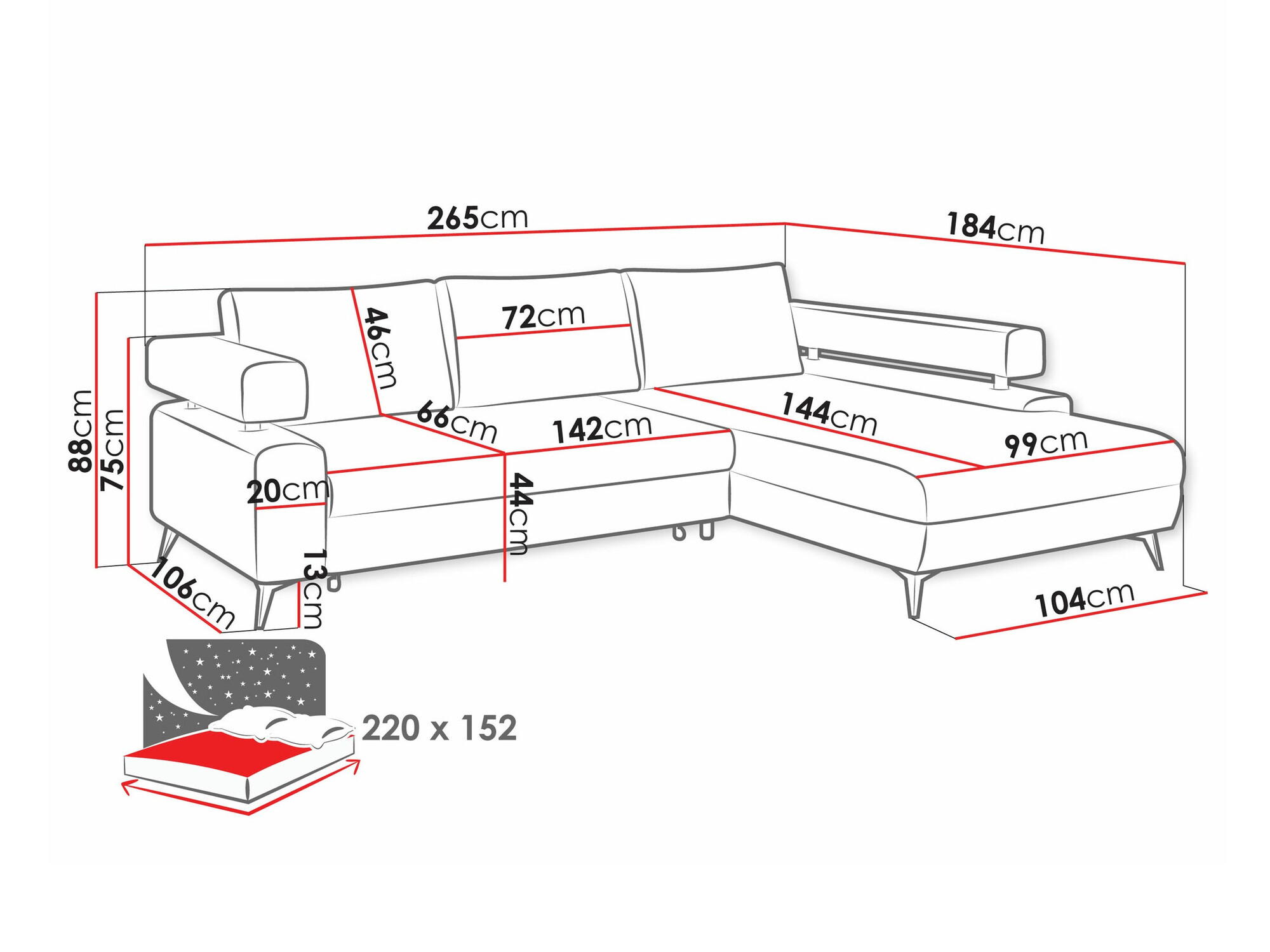 Hoekbank Lincoln 199 (Primo 61)
