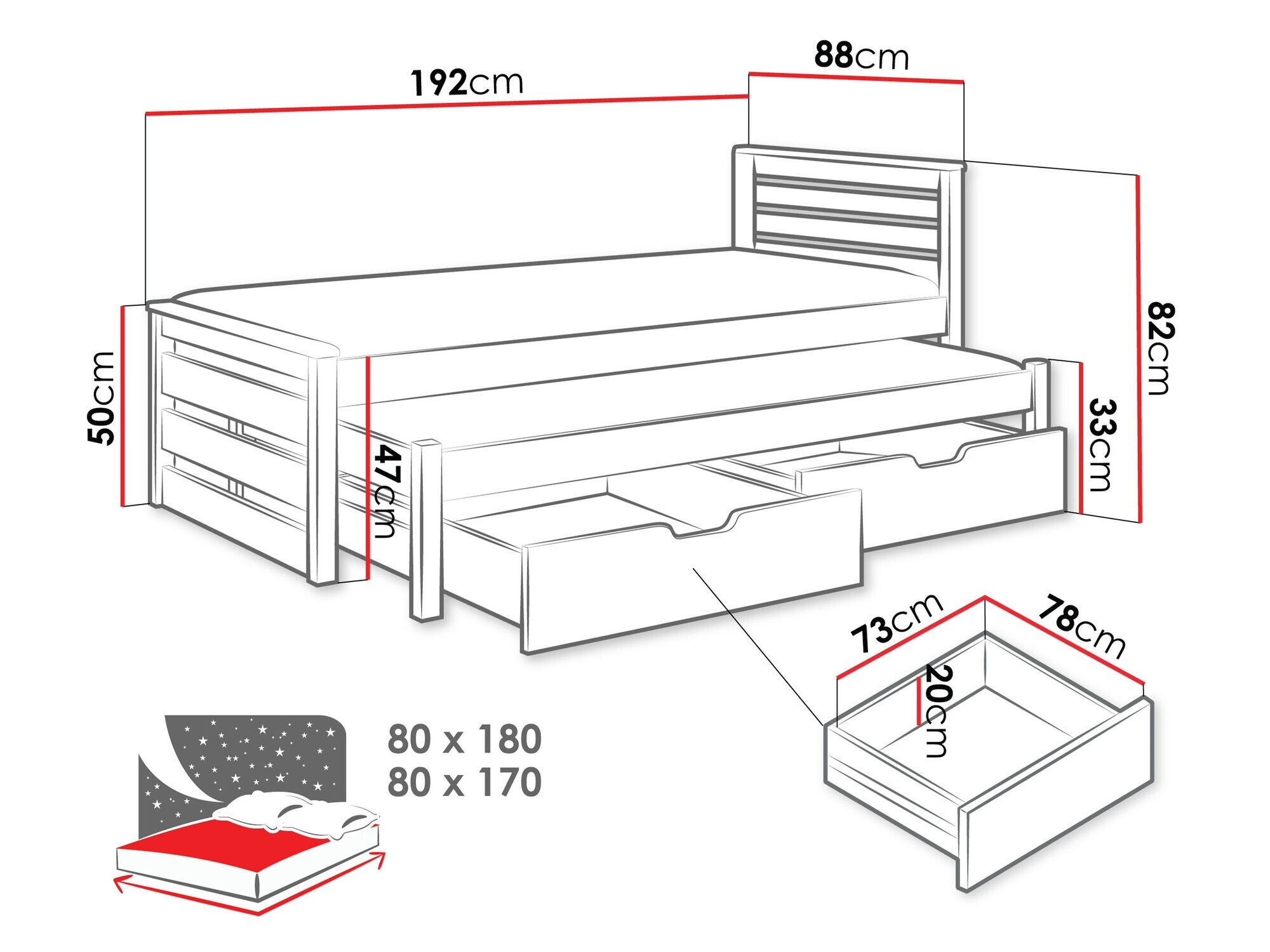 Bed Henderson 169 (Wit + Sonoma eik)
