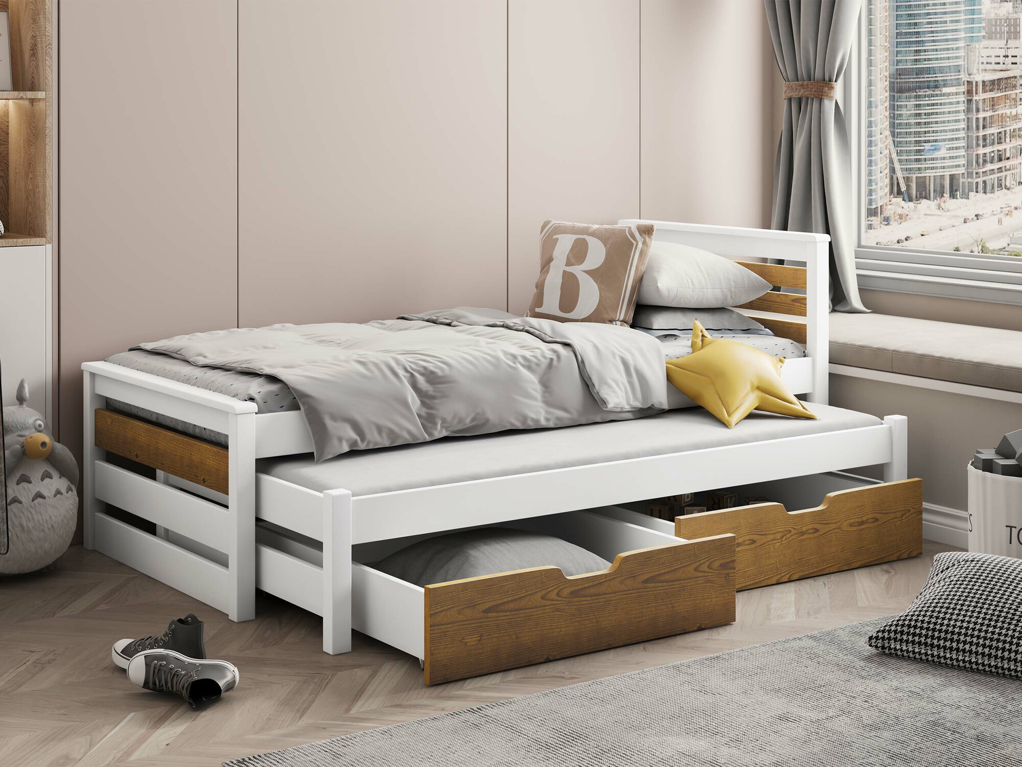 Bed Henderson 170 (Wit + Sonoma eik)