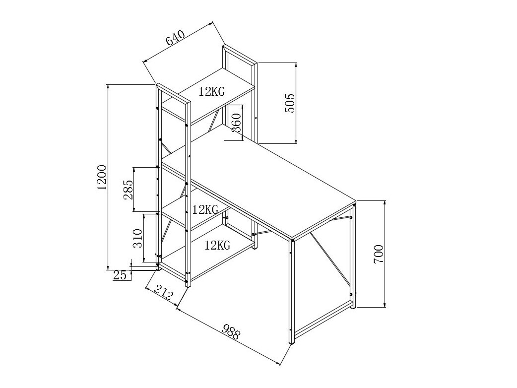 Bureau Houston 1888 (Sonoma eik + Zwart)