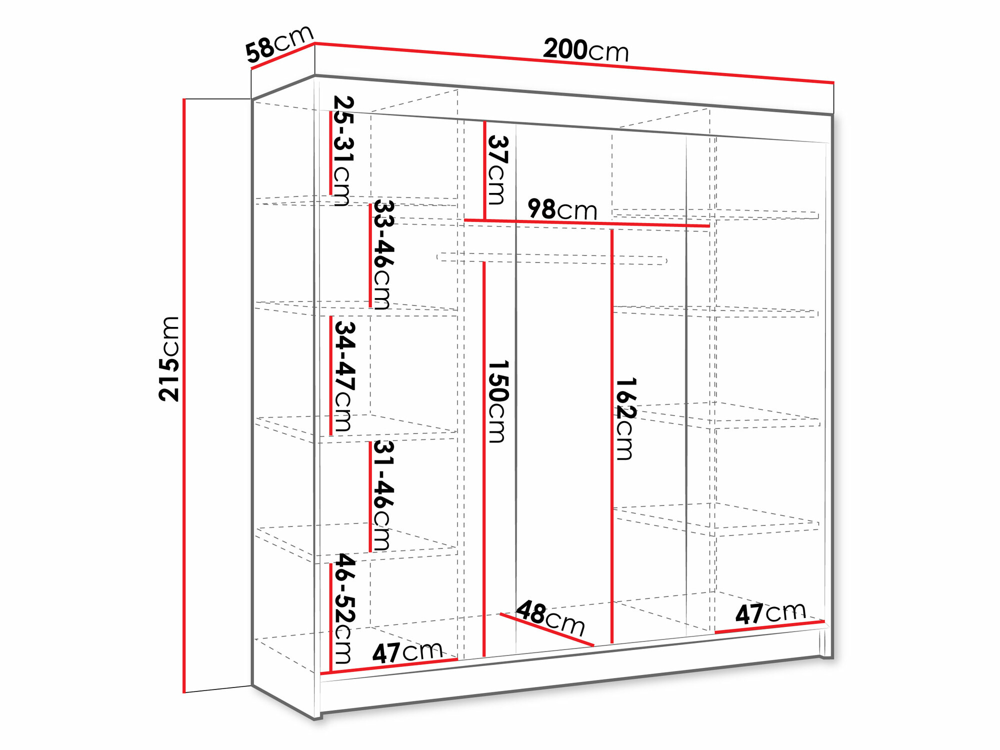 Kledingkast Closico 160 (Wit)