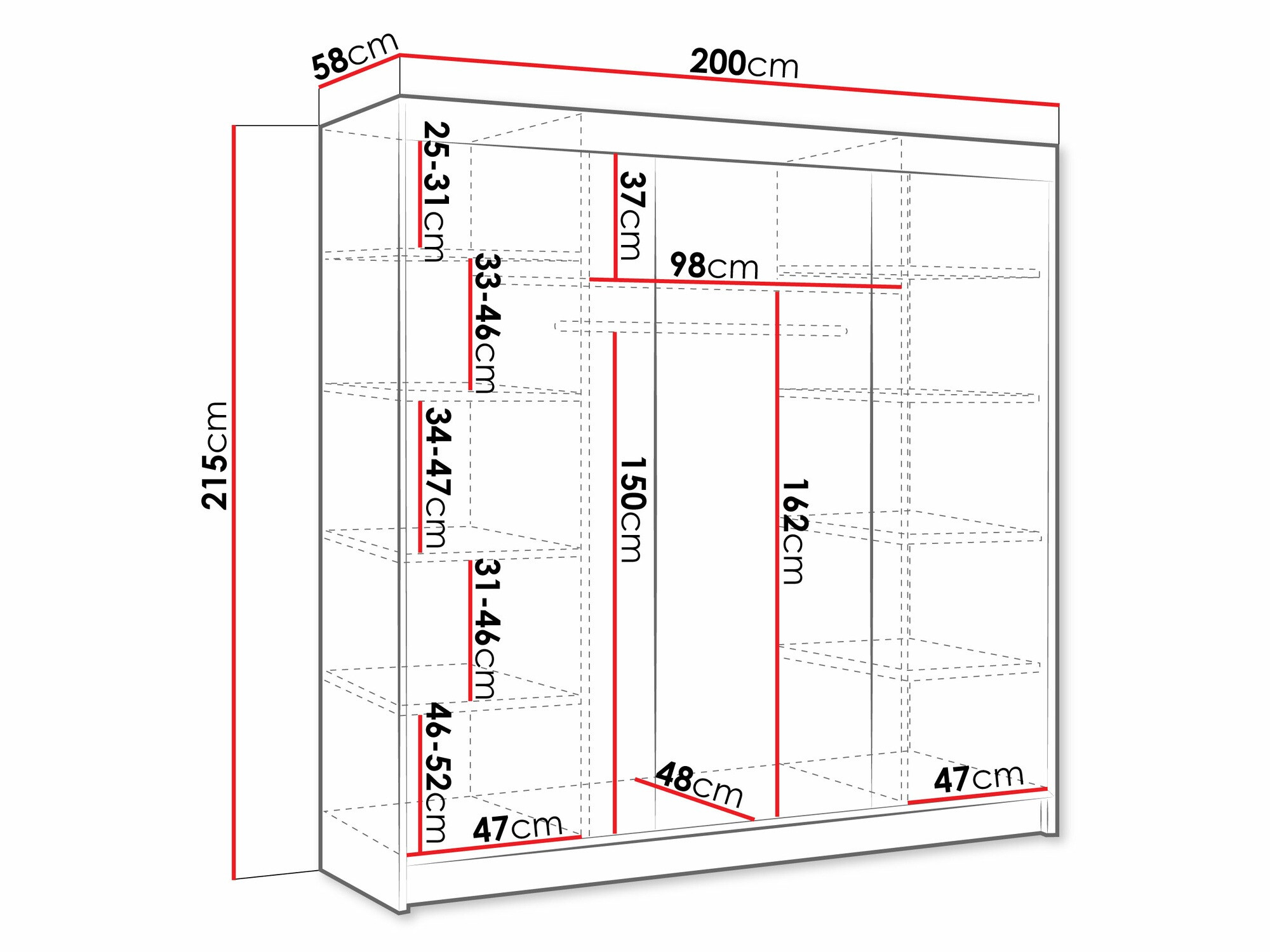 Kledingkast Closico 160 (Zwart)