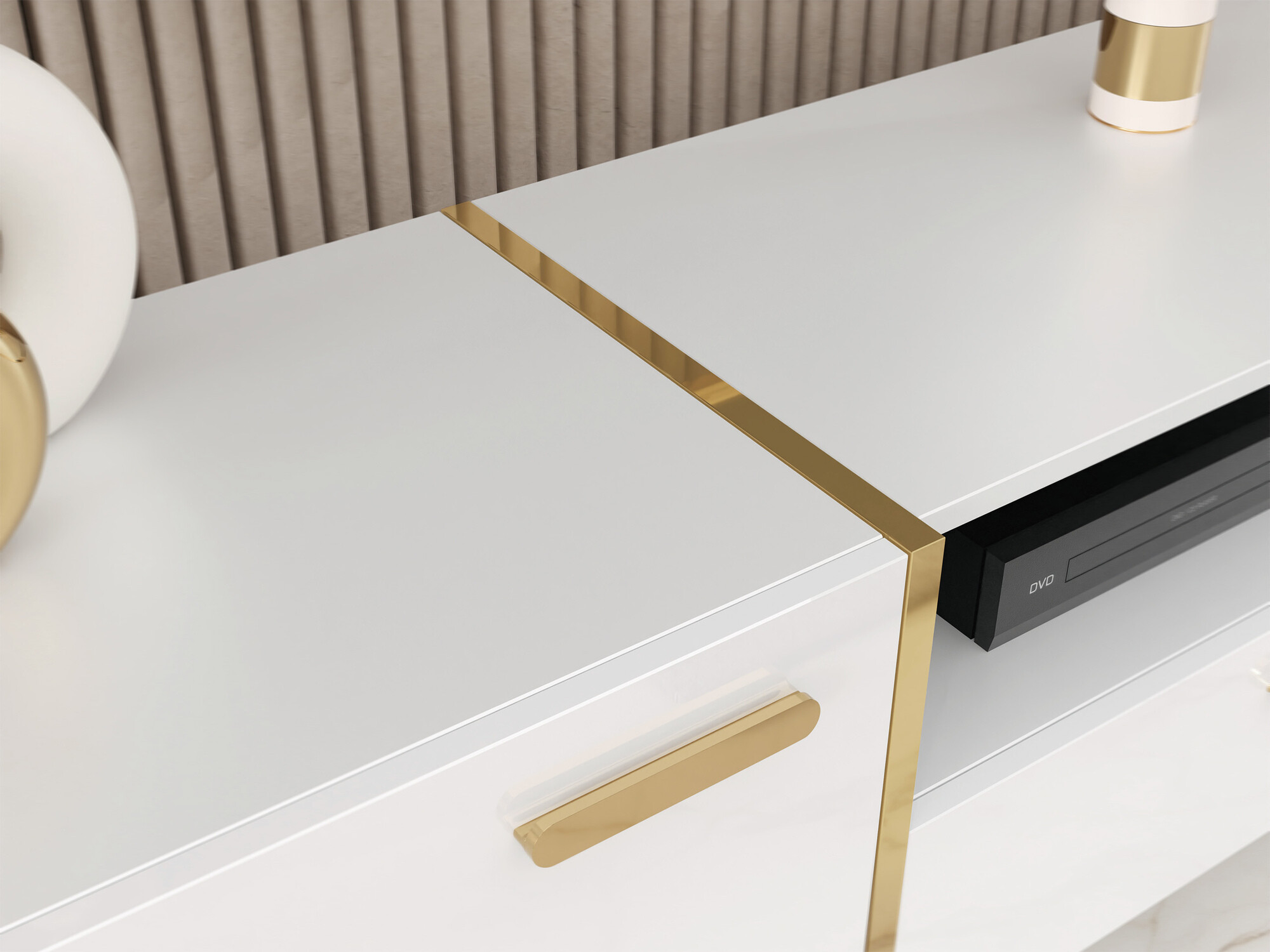 TV-meubel Teslomo 100 (Wit + Glanzend wit)