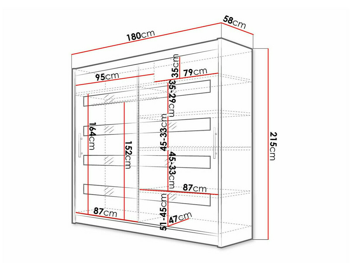 Kledingkast Closico 156 (Zwart + Glanzend wit)