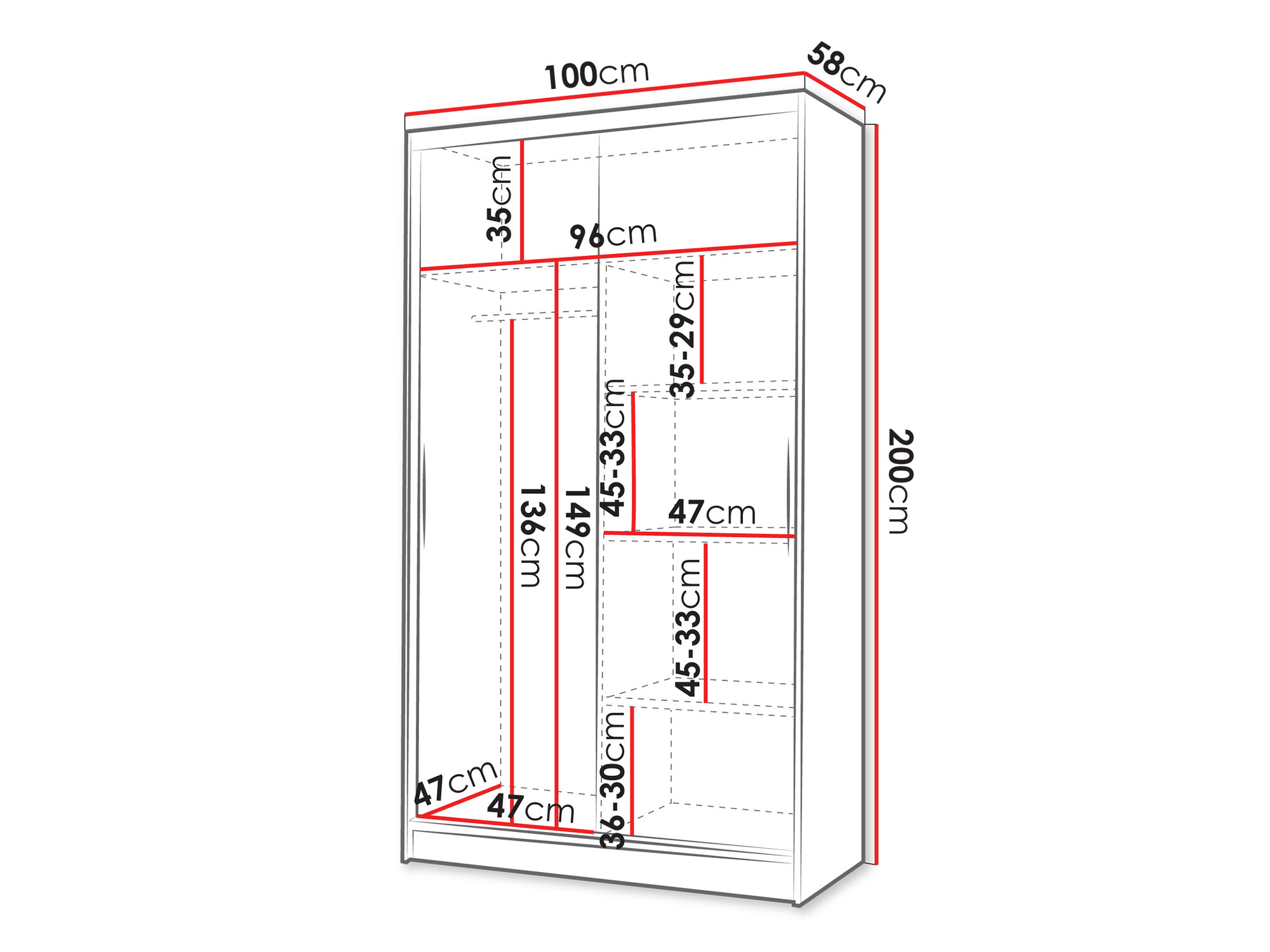 Kledingkast Closico 165 (Wit + Sonoma eik)