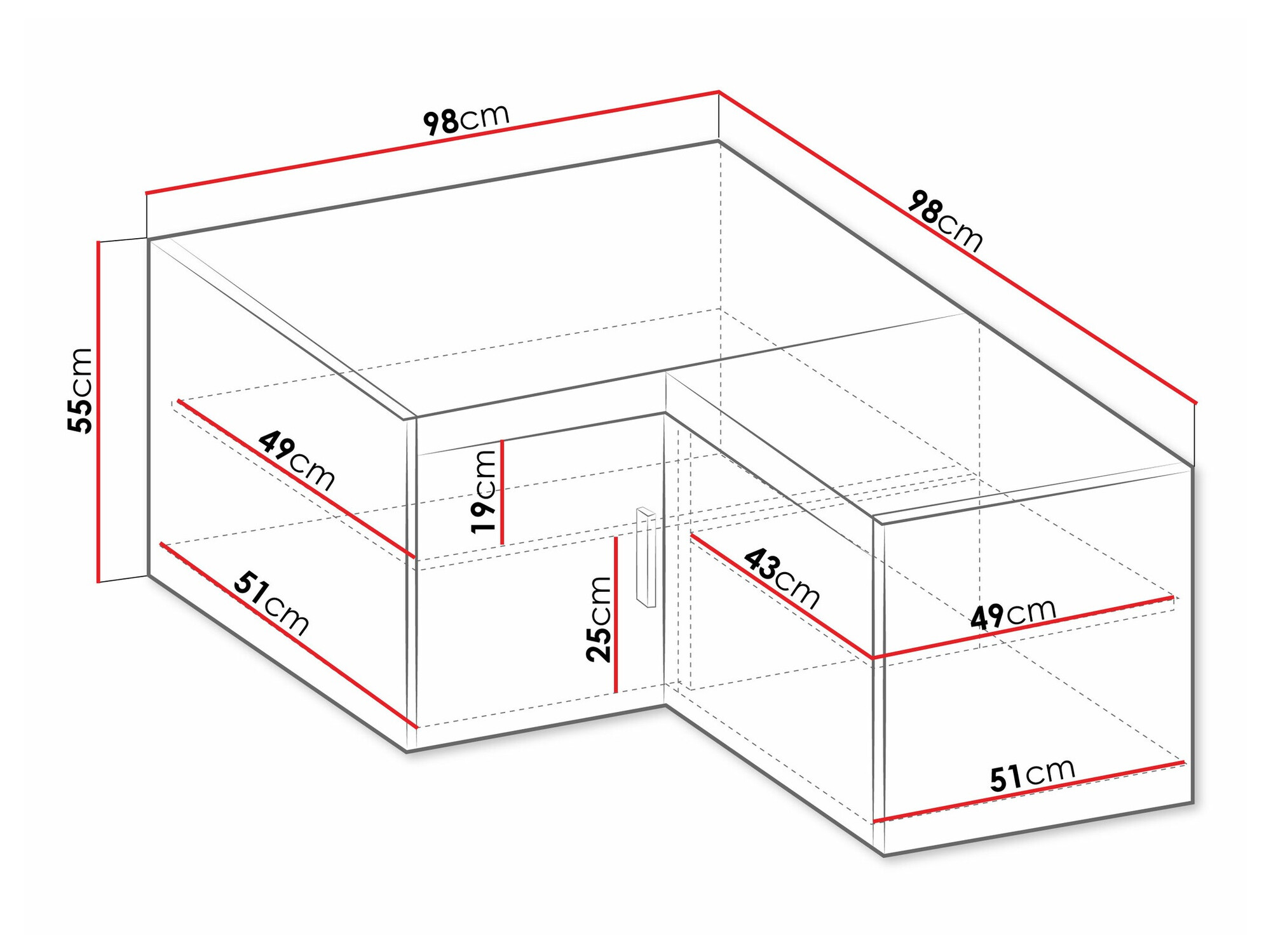 Hoekkastje Novduni 118 (Sonoma eik)