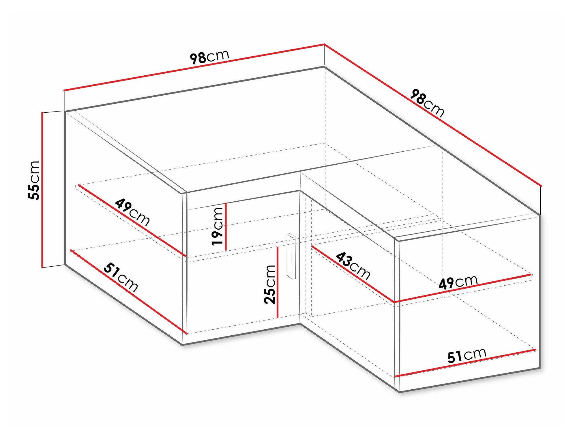Hoekkastje Novduni 118 (Wit)
