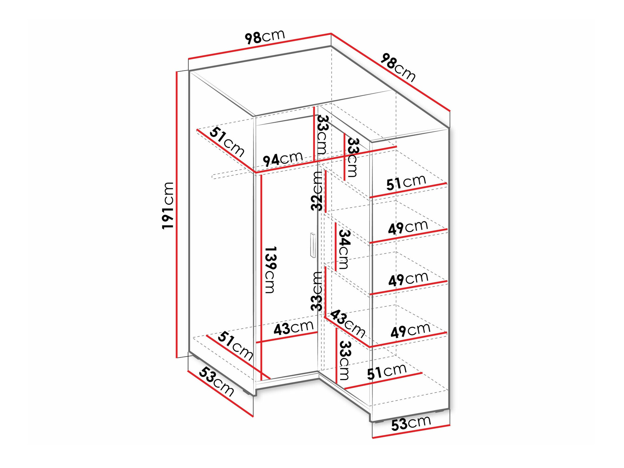 Hoekkledingkast Novduni 116 (Sonoma eik)