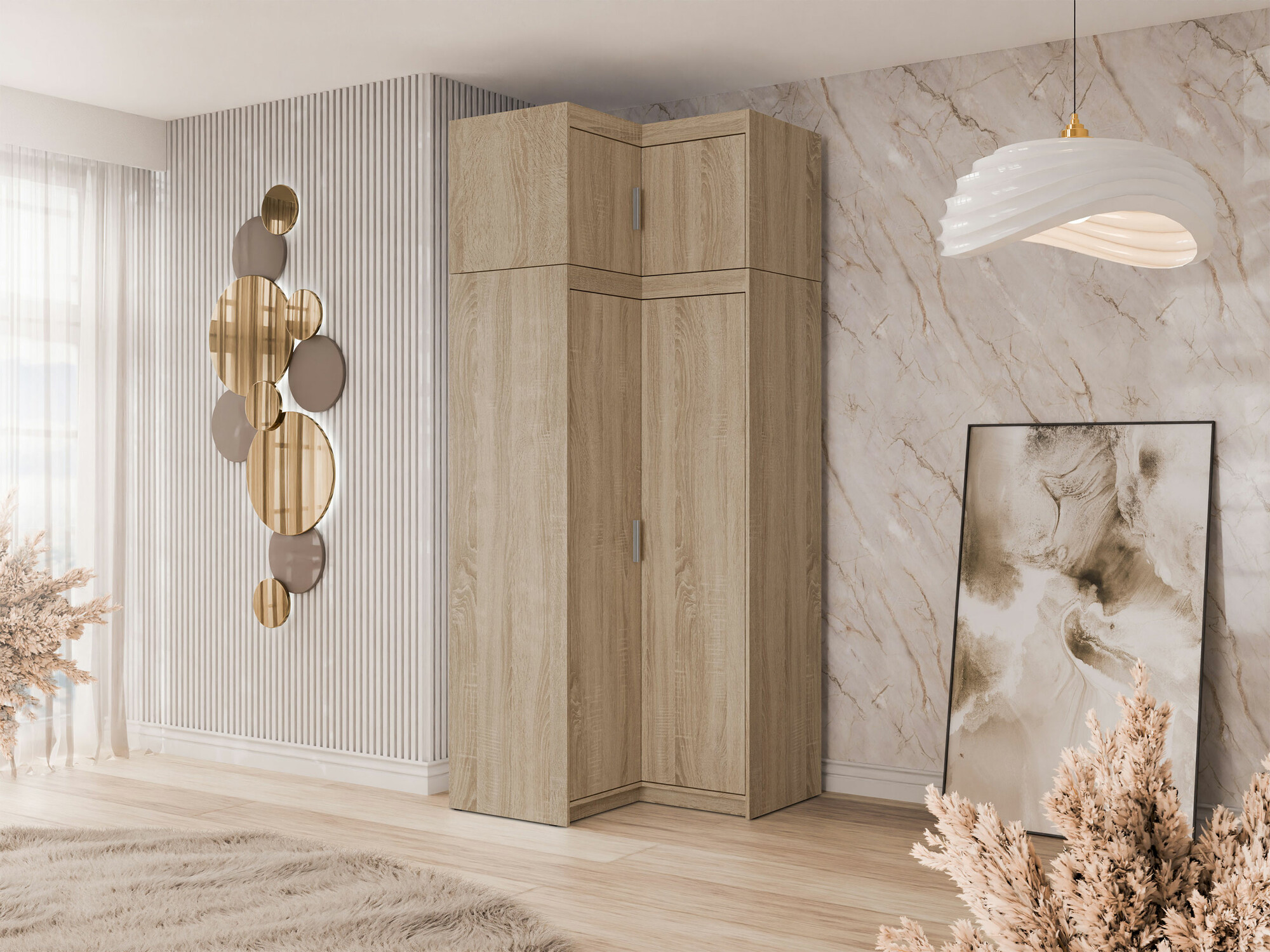 Hoekkledingkast Novduni 121 (Sonoma eik)