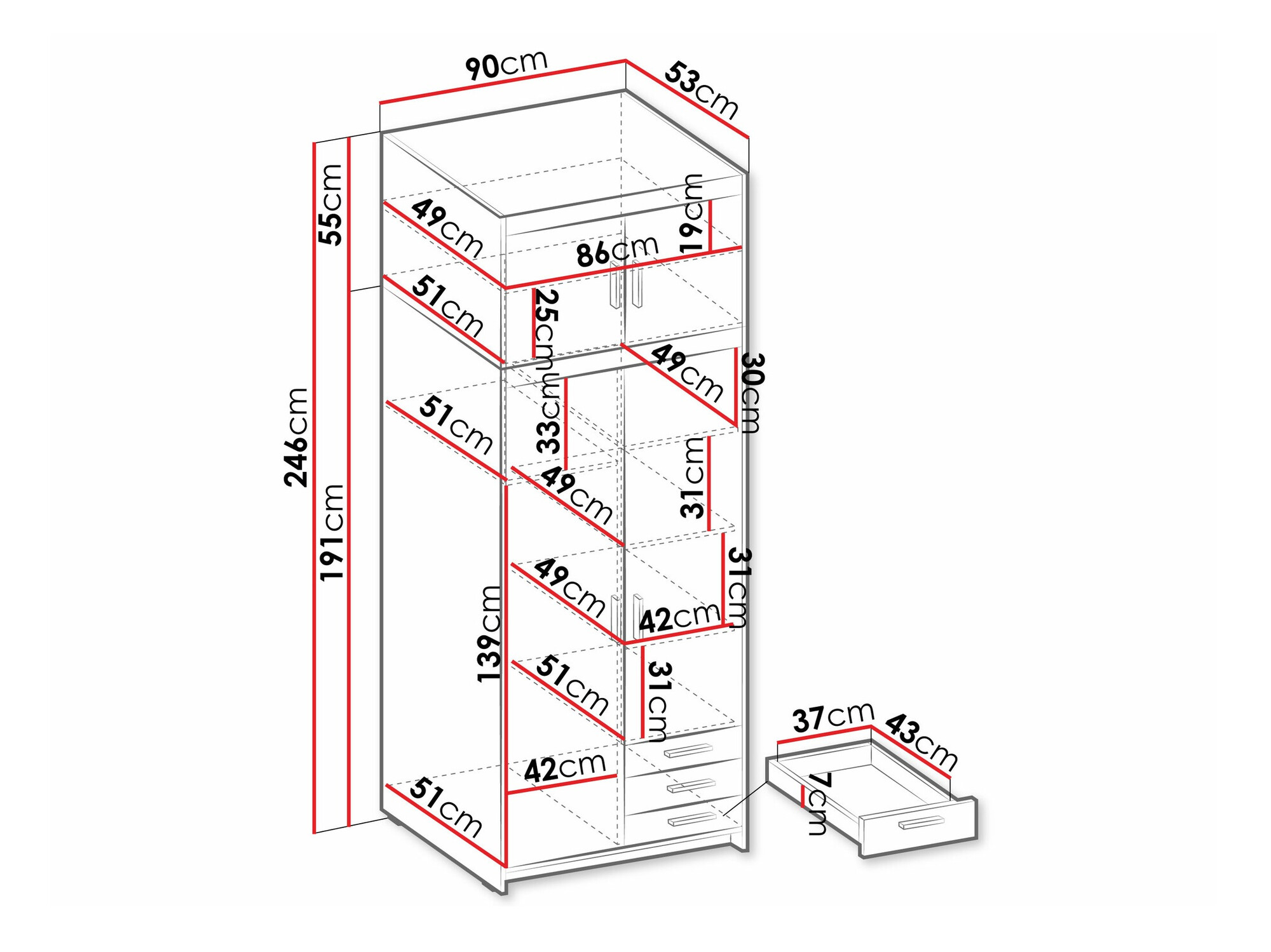 Kledingkast Novduni 113 (Lefkas eik)