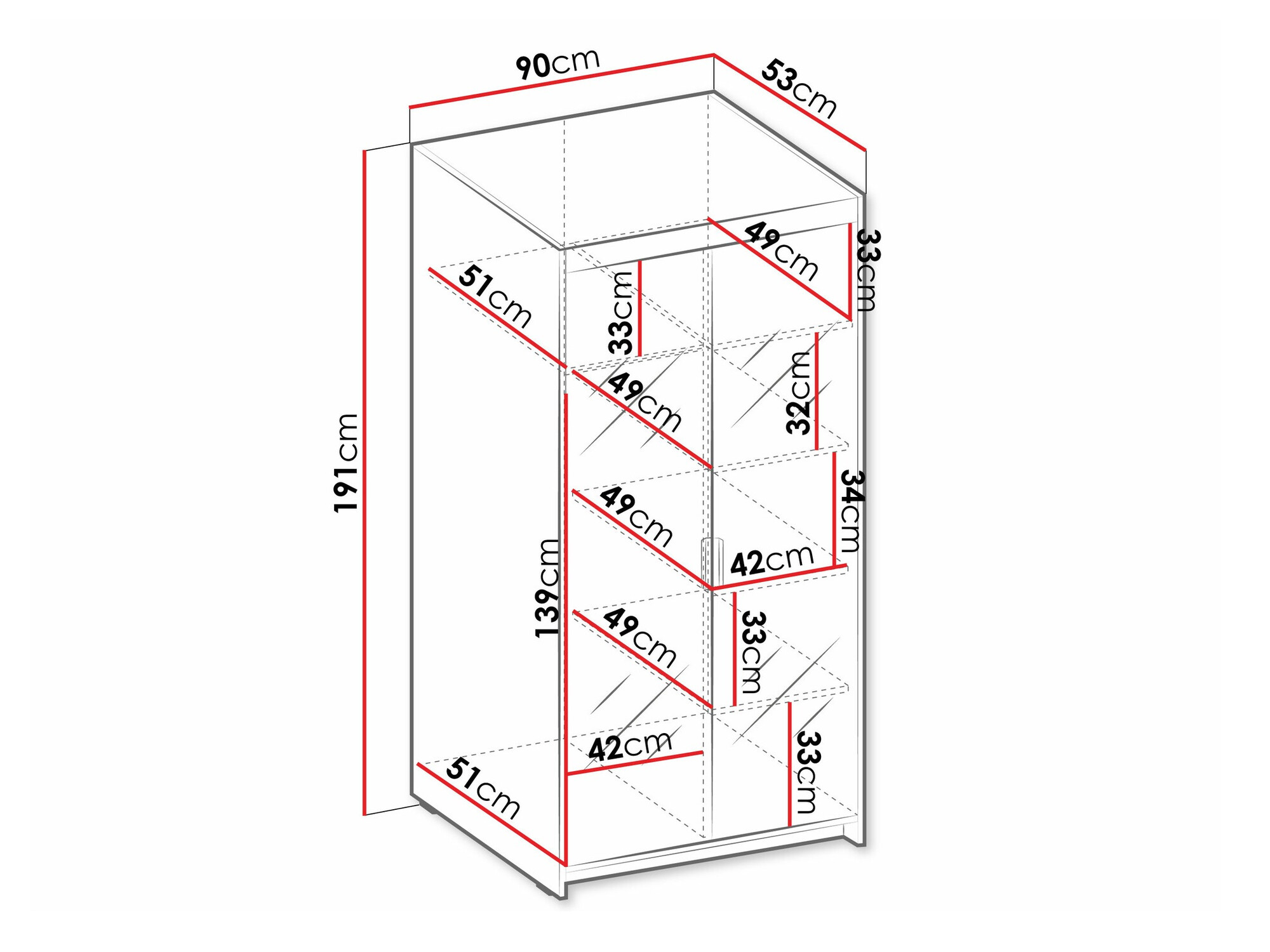 Kledingkast Novduni 114 (Wit)