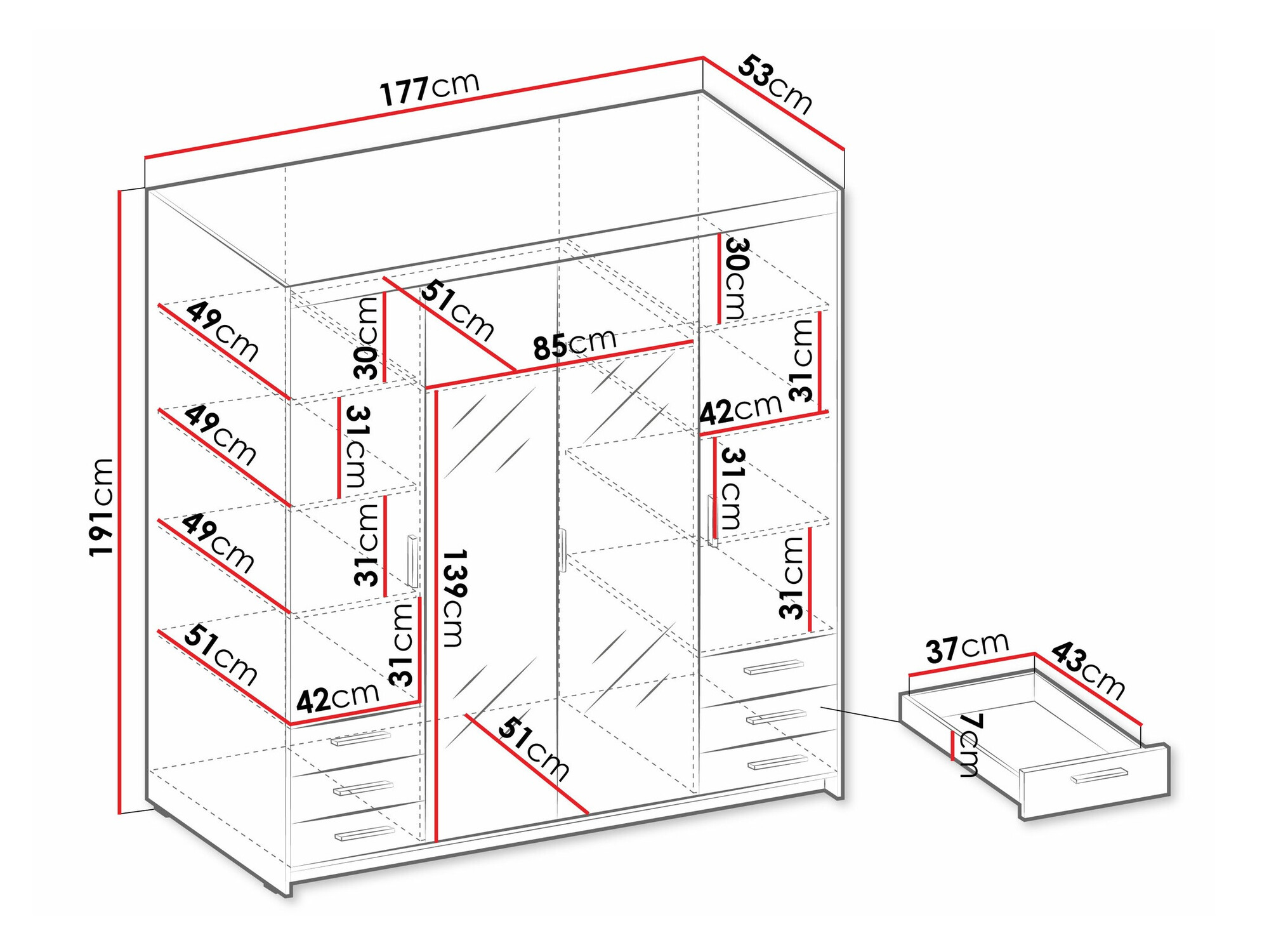 Kledingkast Novduni 115 (Lefkas eik)