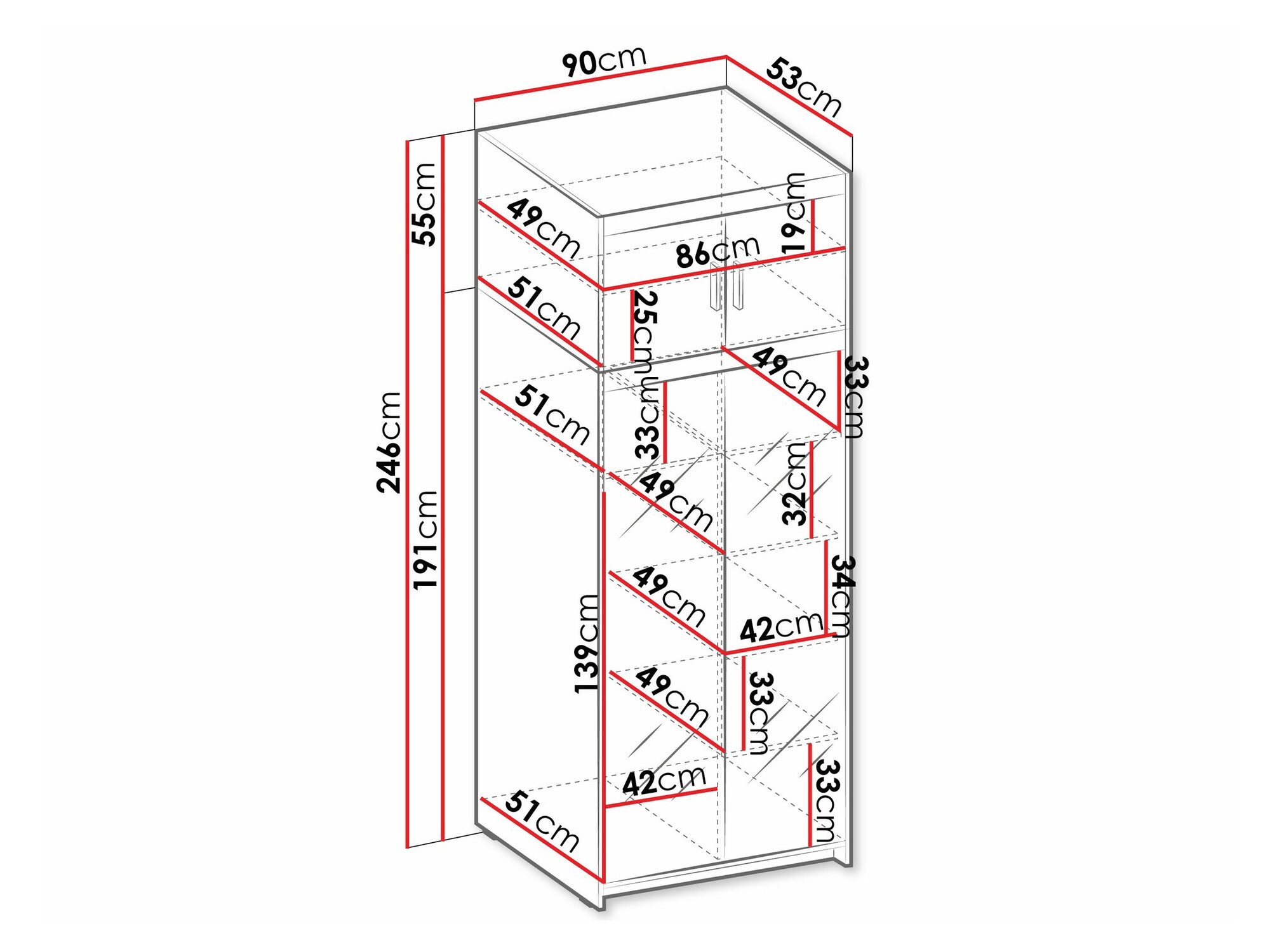 Kledingkast Novduni 119 (Lefkas eik)