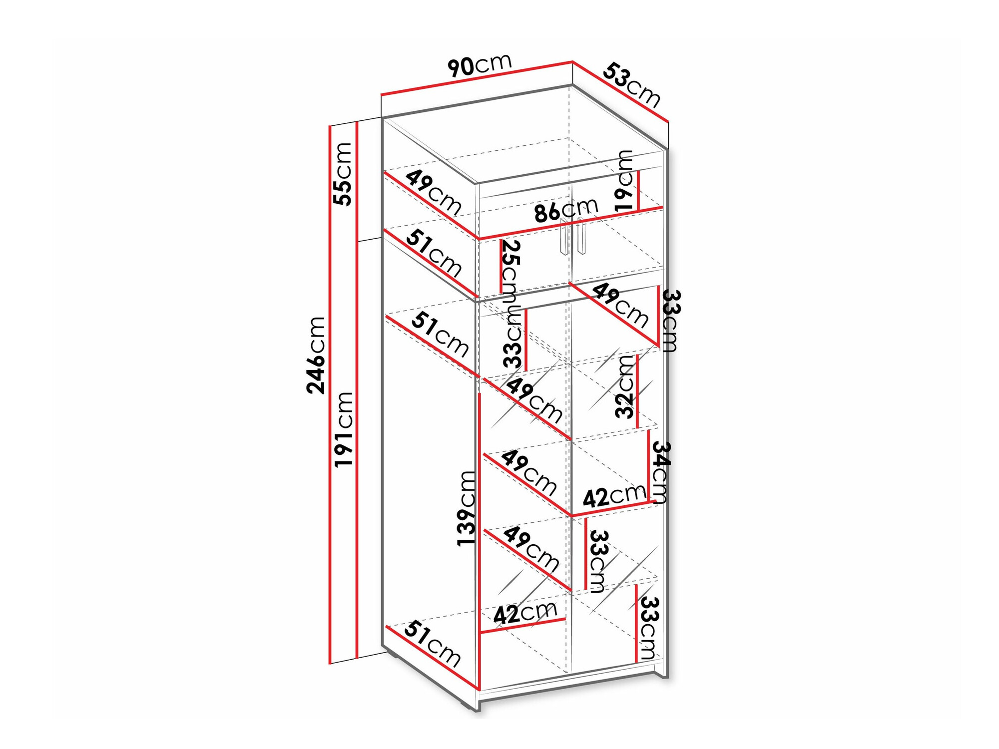 Kledingkast Novduni 119 (Sonoma eik)