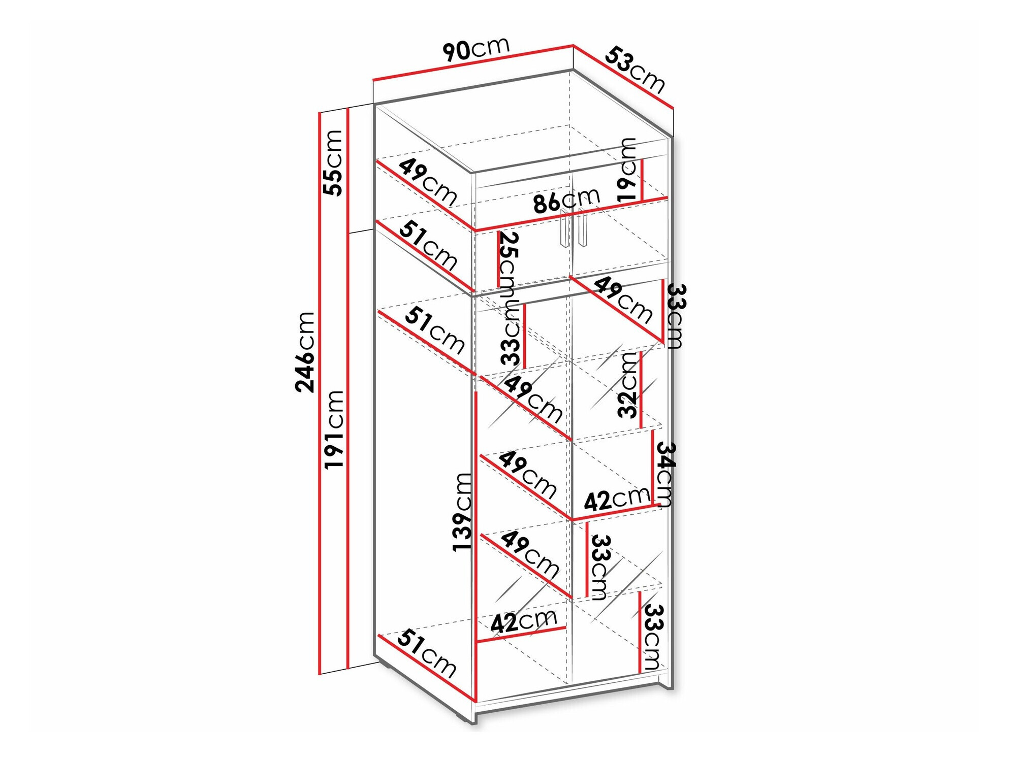 Kledingkast Novduni 119 (Wit)