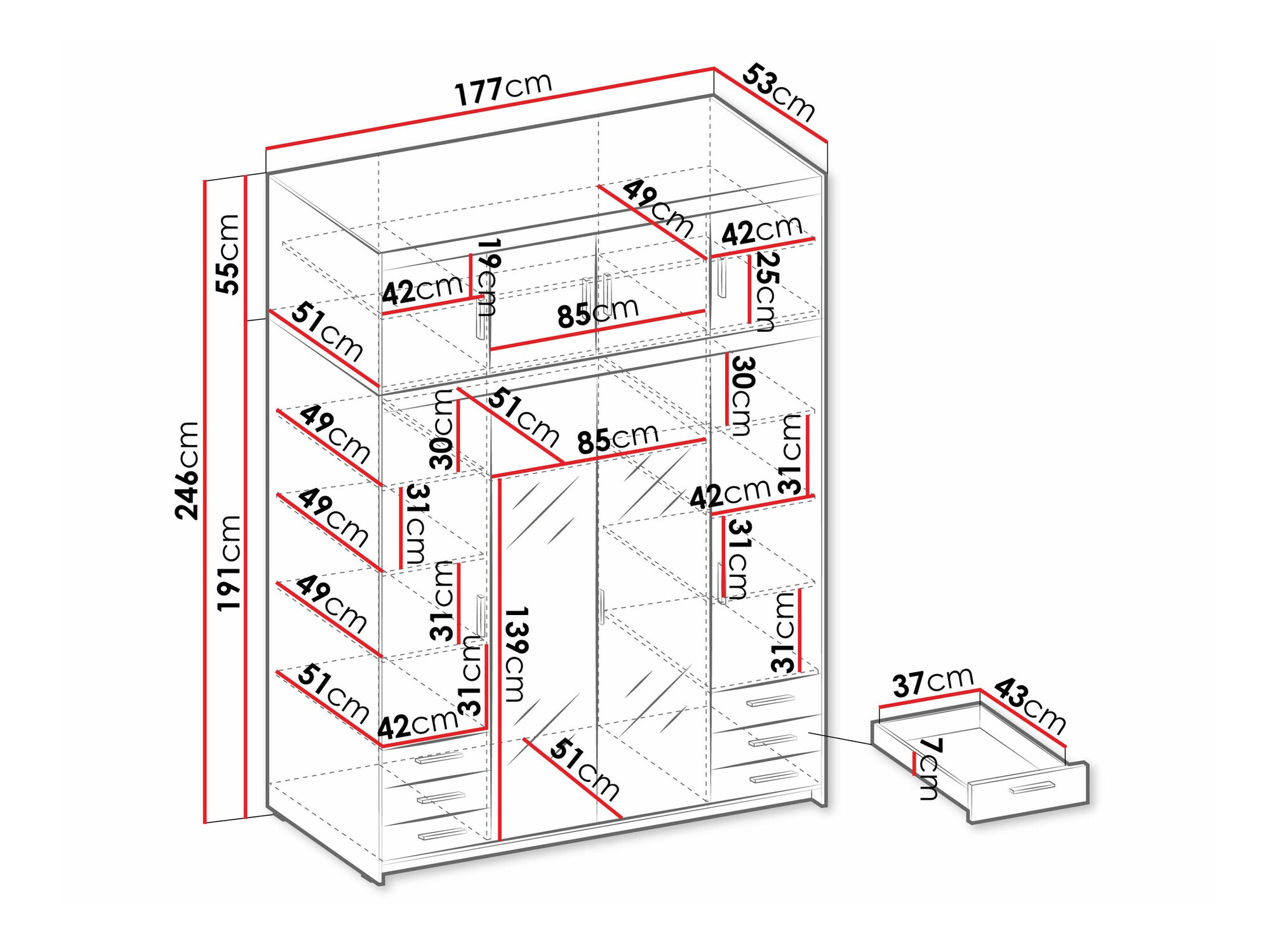 Kledingkast Novduni 120 (Lefkas eik)