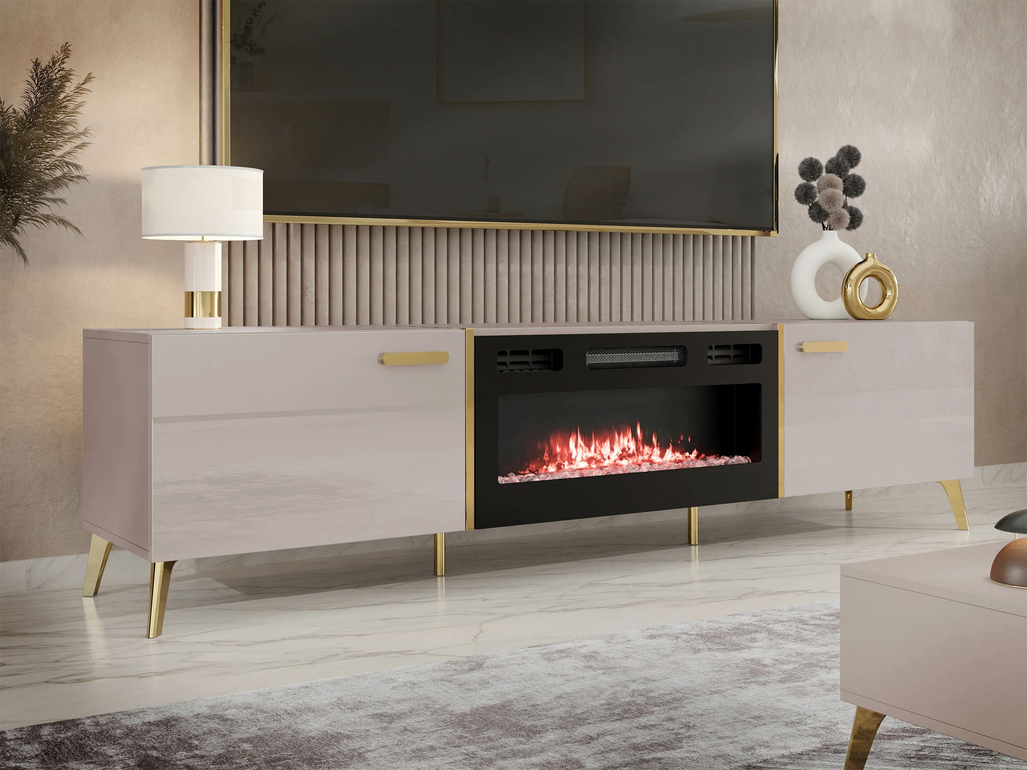 TV-meubel Comfivo Teslomo 112 (Kasjmier + Glanzend kasjmier)