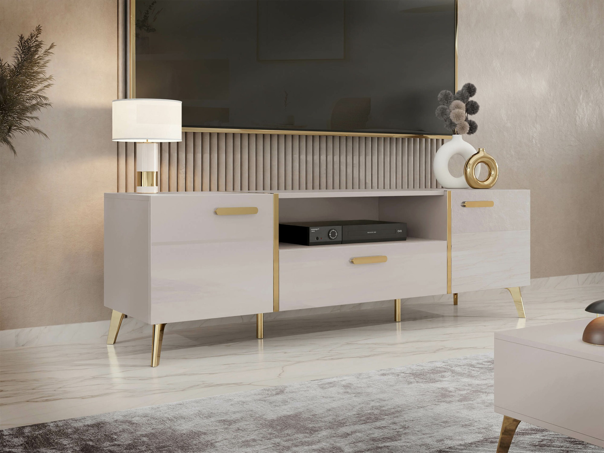 TV-meubel Comfivo Teslomo 113 (Kasjmier + Glanzend kasjmier)