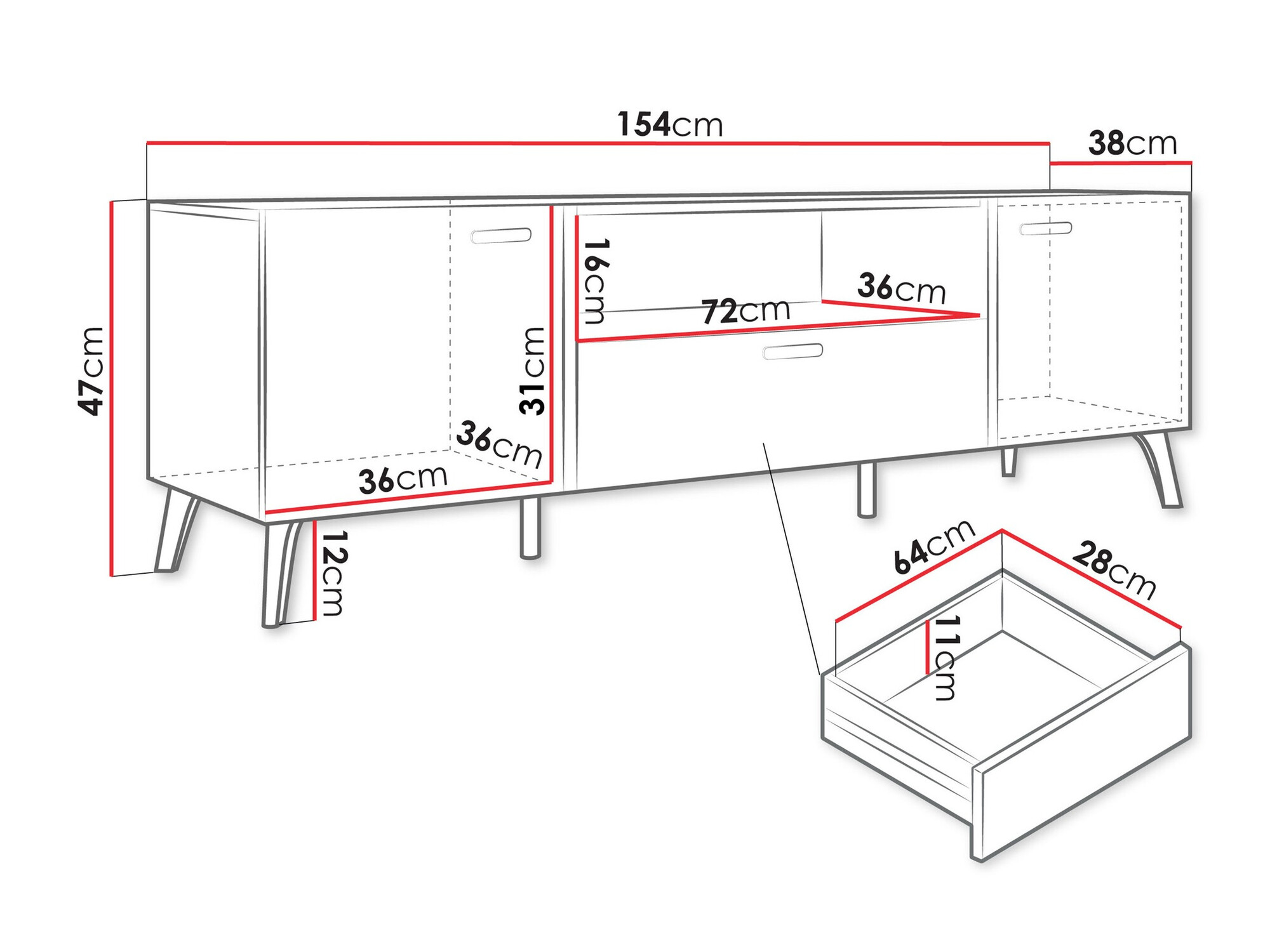 TV-meubel Teslomo 100 (Kasjmier + Glanzend kasjmier)