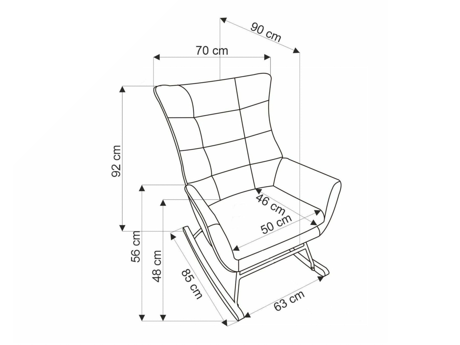 Schommelstoel Houston 1863 (Zwart)