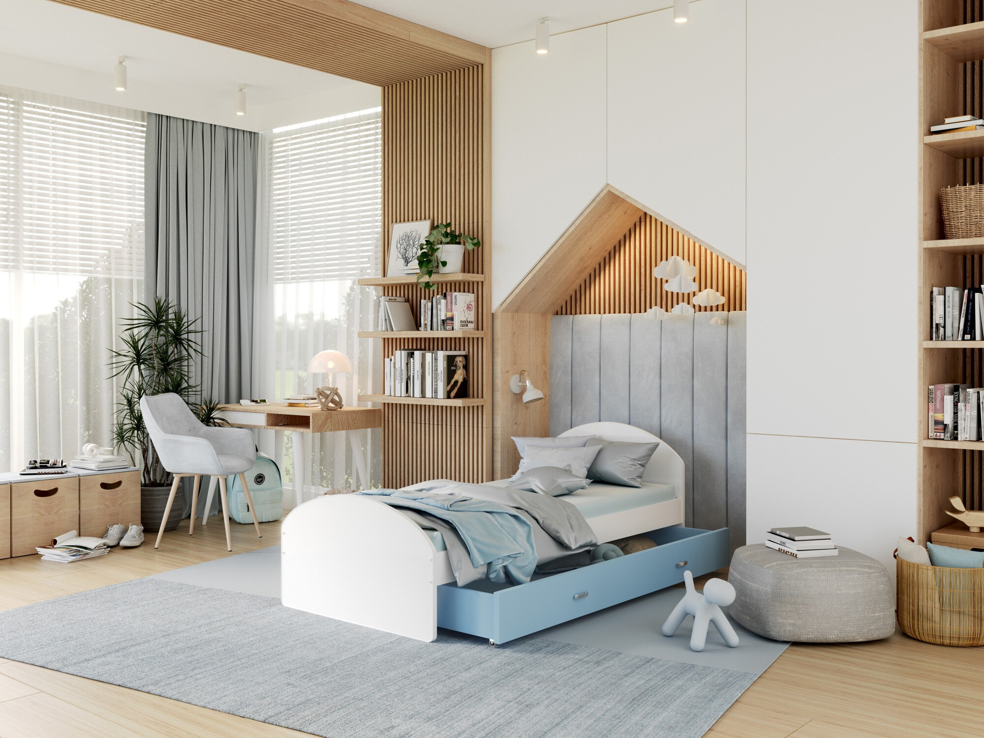 Bed Aurora 177 (Wit + Blauw)