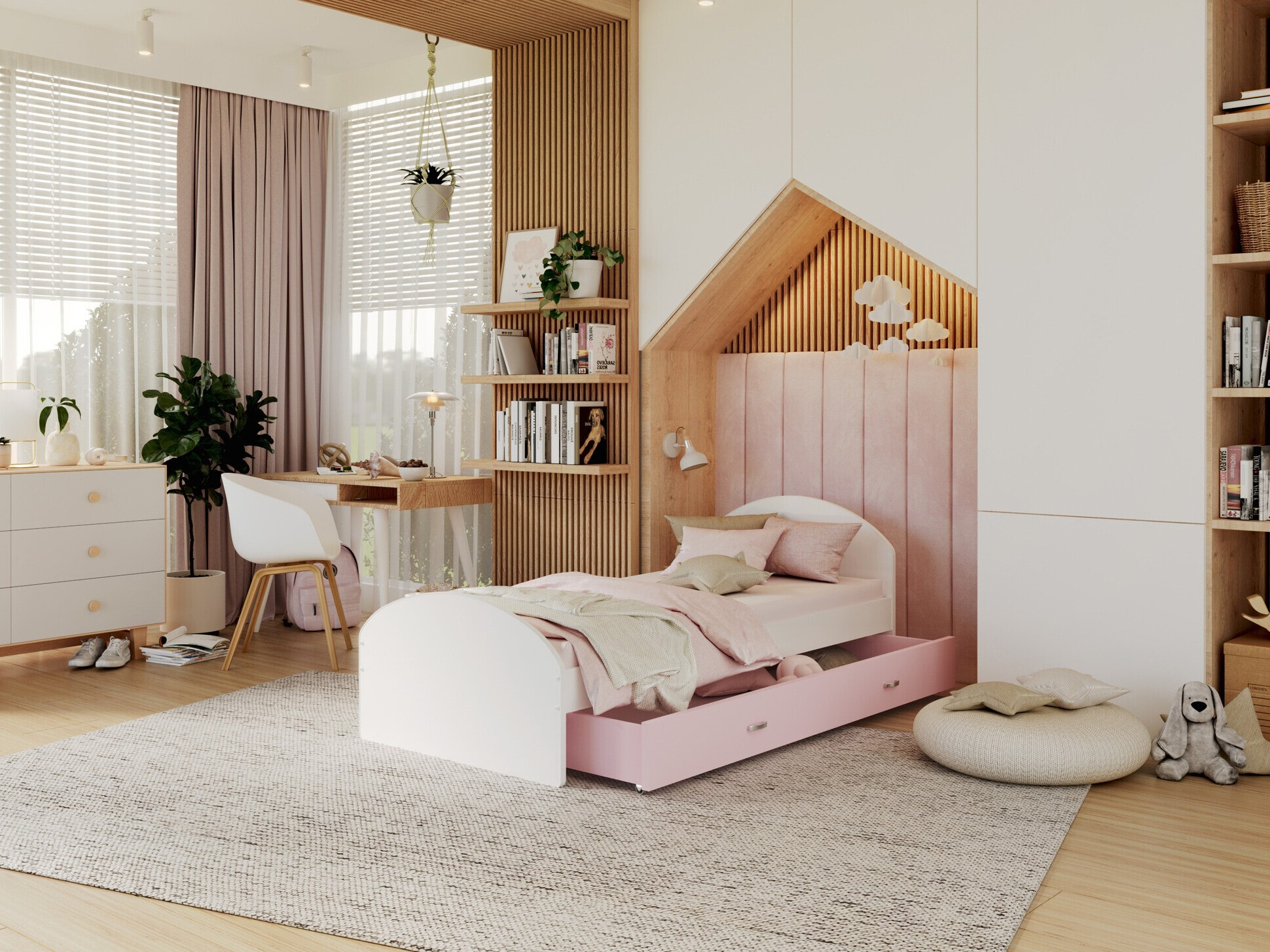 Bed Aurora 177 (Wit + Roze)
