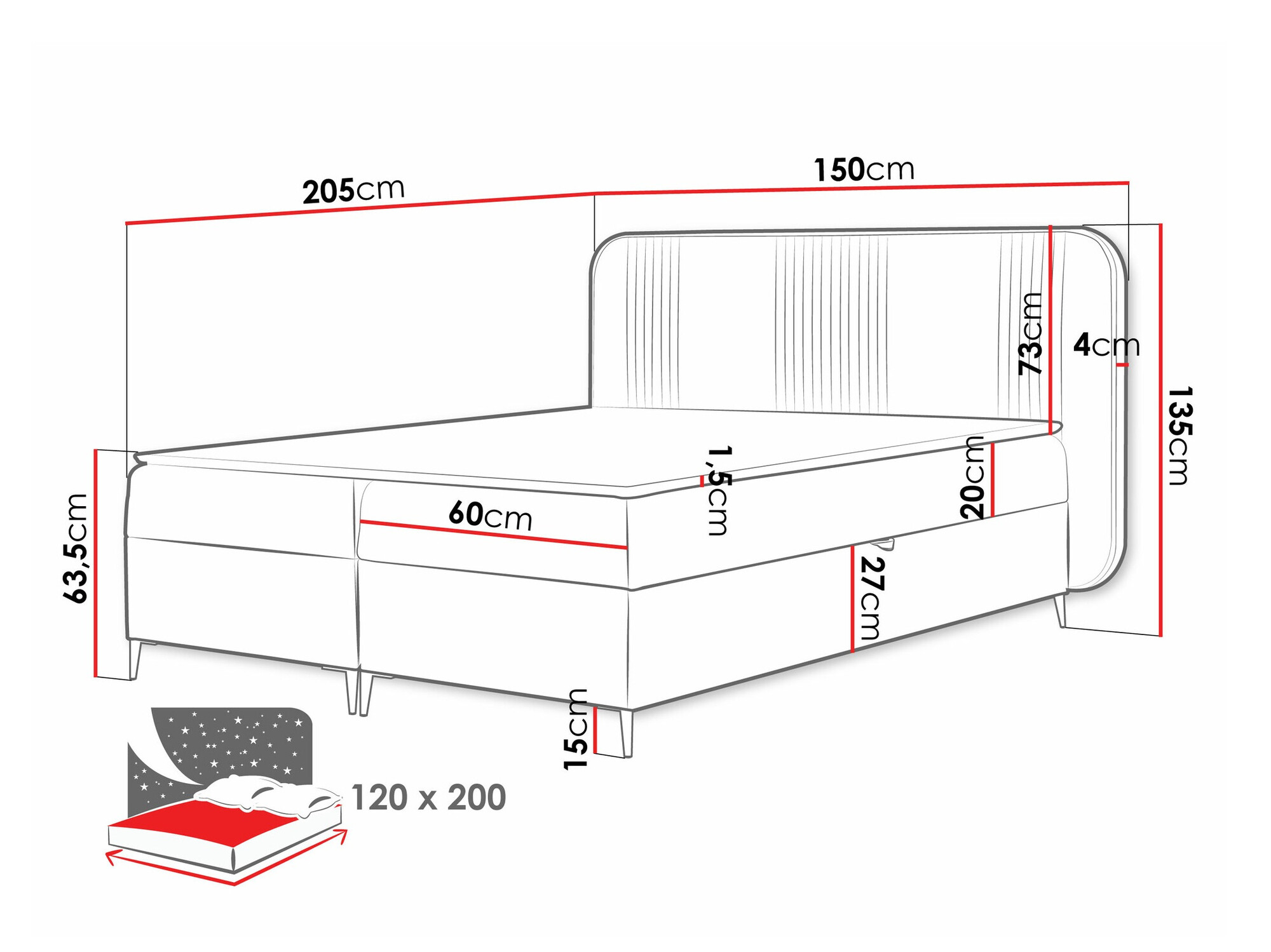 Boxspring Baltimore 196 (Magic Velvet 2225)