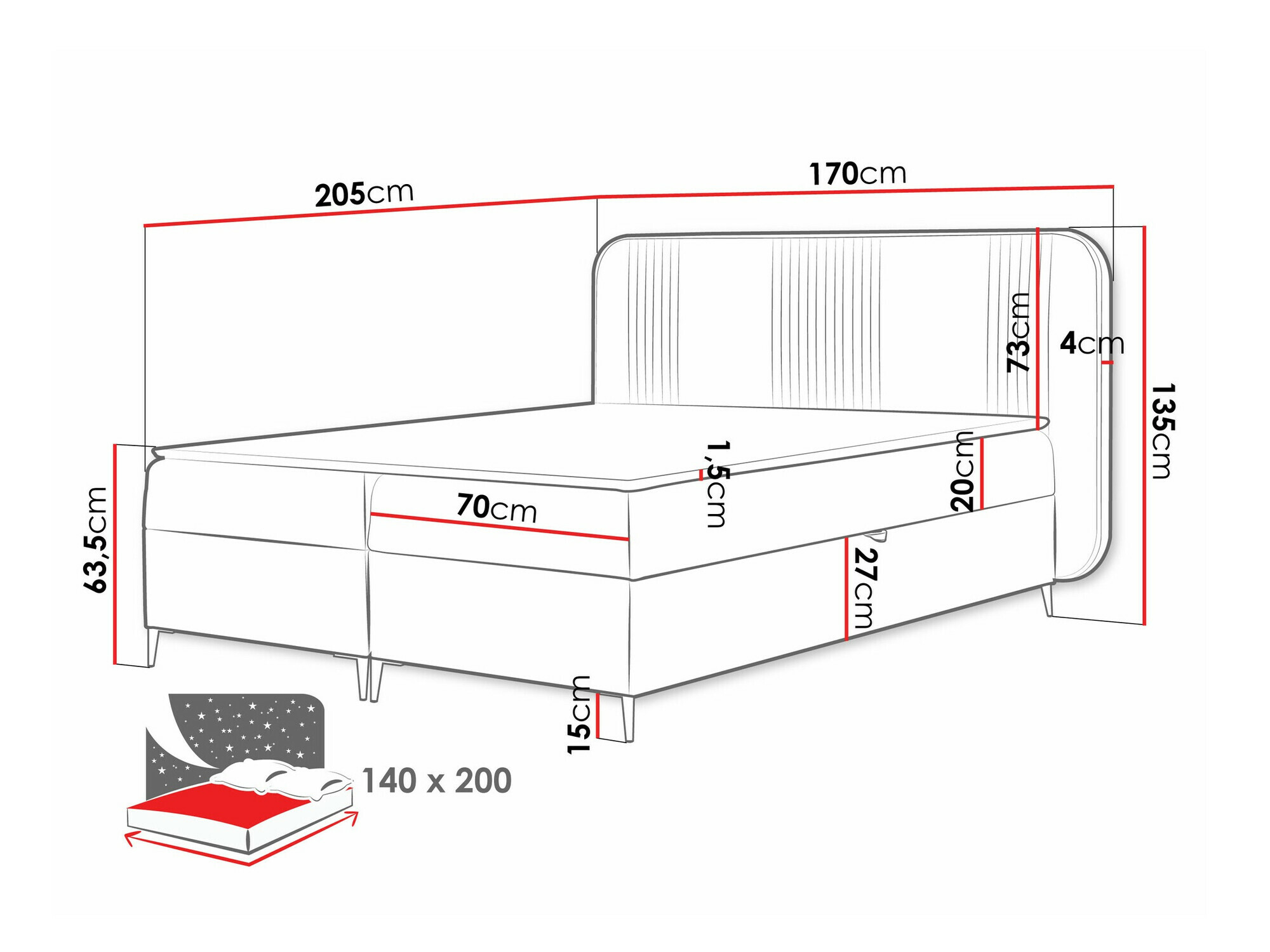 Boxspring Baltimore 196 (Magic Velvet 2239)