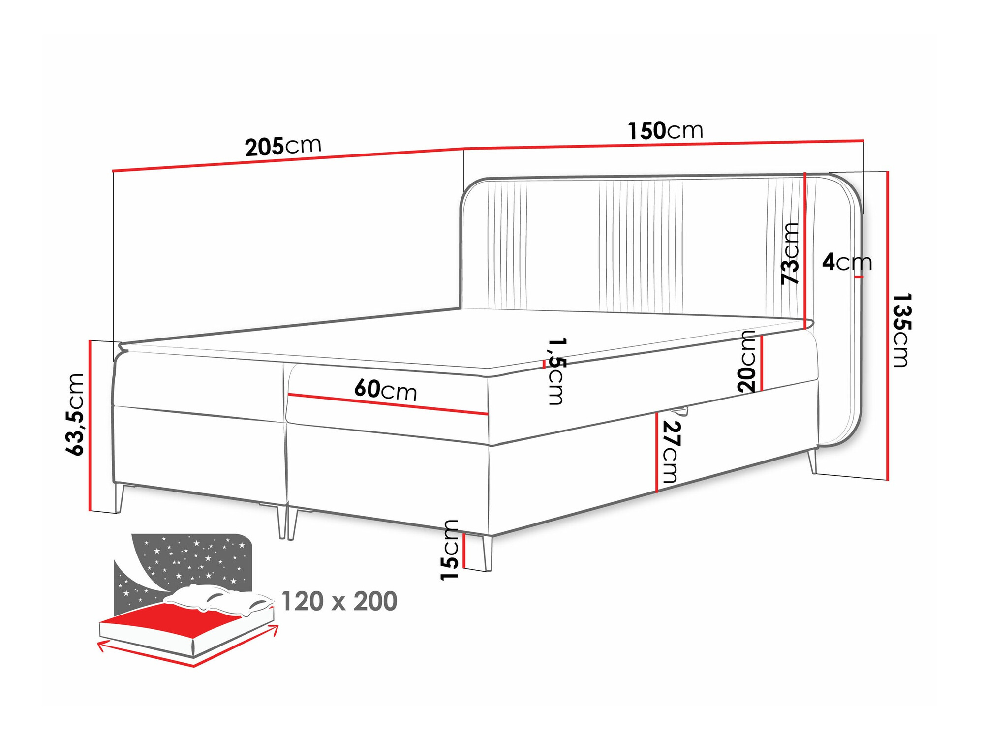 Boxspring Baltimore 196 (Magic Velvet 2256)