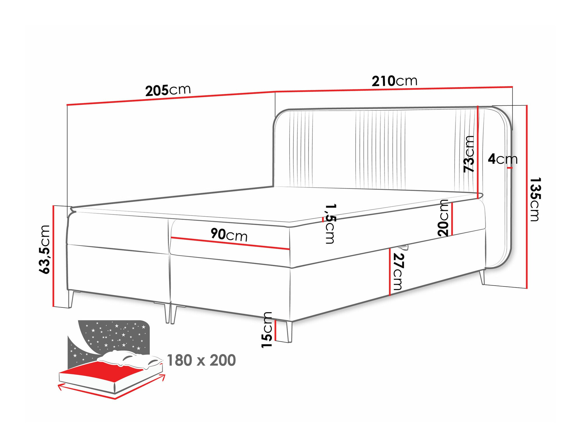 Boxspring Baltimore 196 (Magic Velvet 2257)