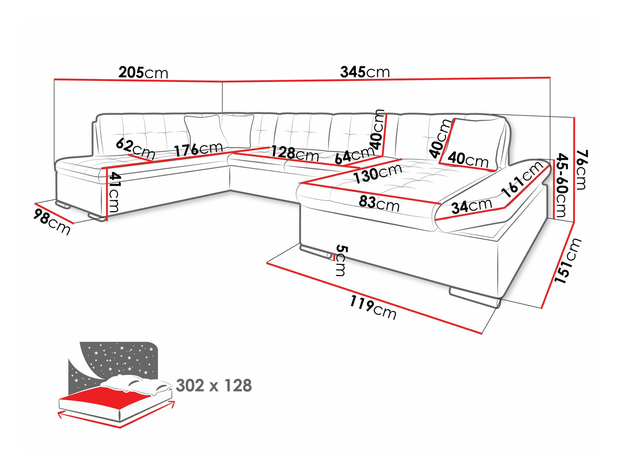 Hoekbank Comfivo 150 (Coral 55)