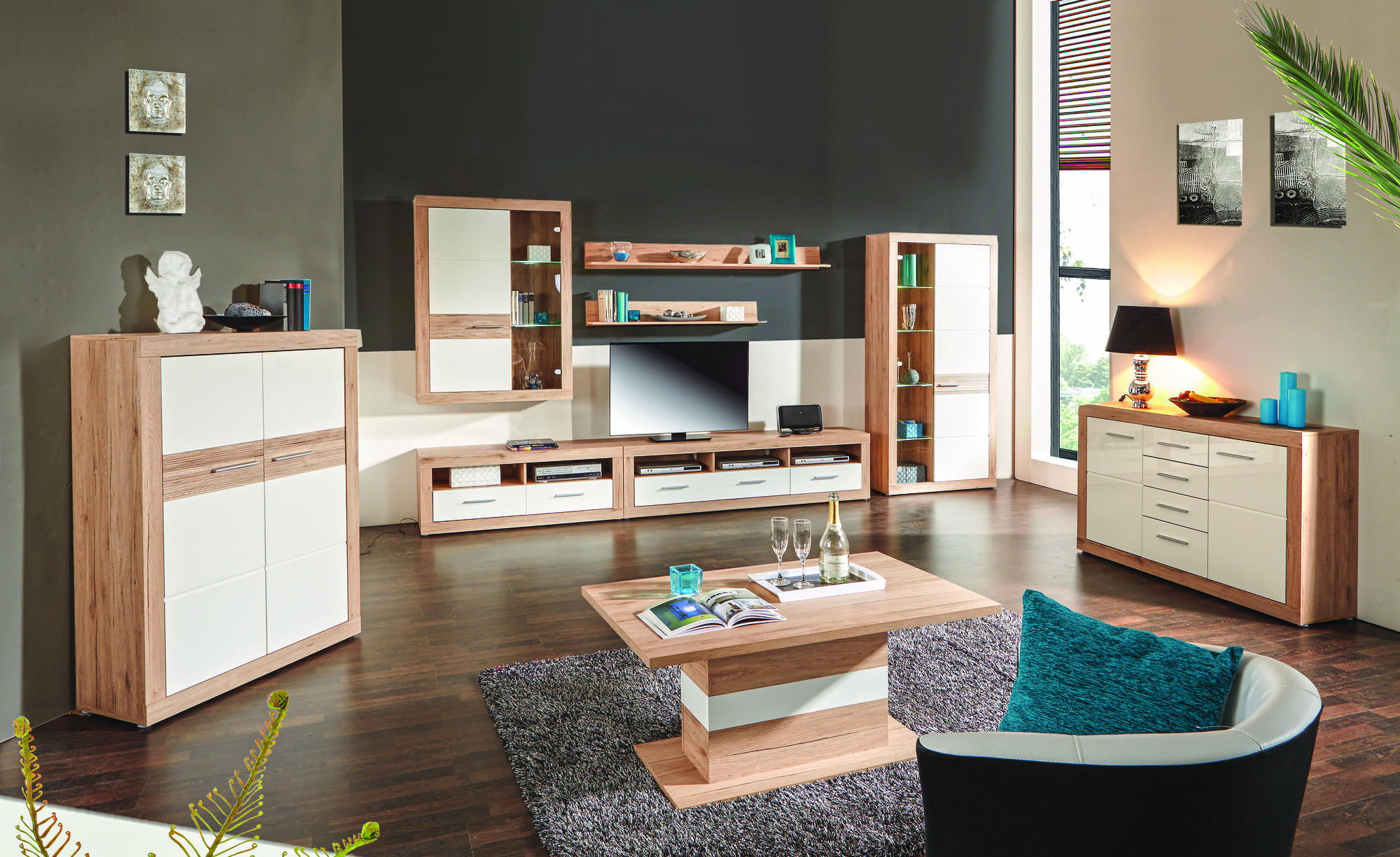 Ladekast Romfera 100 (Wit + San Remo eik)