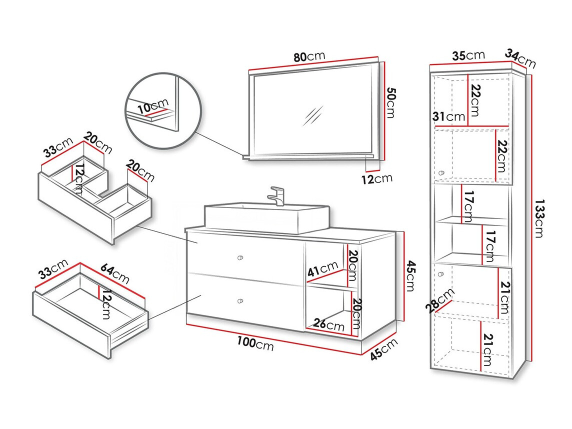 Badkamerset Ophruvi 101 (Notenhout)