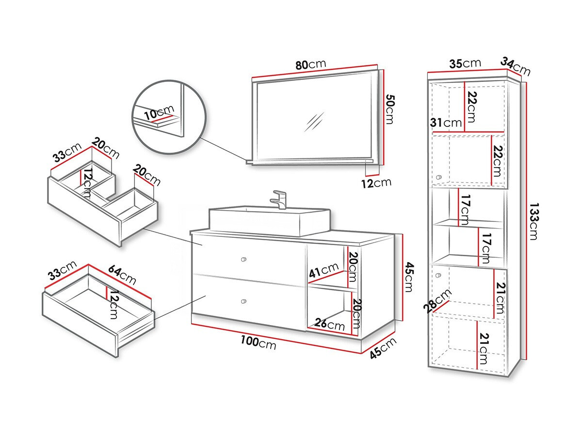 Badkamerset Ophruvi 101 (Wit)