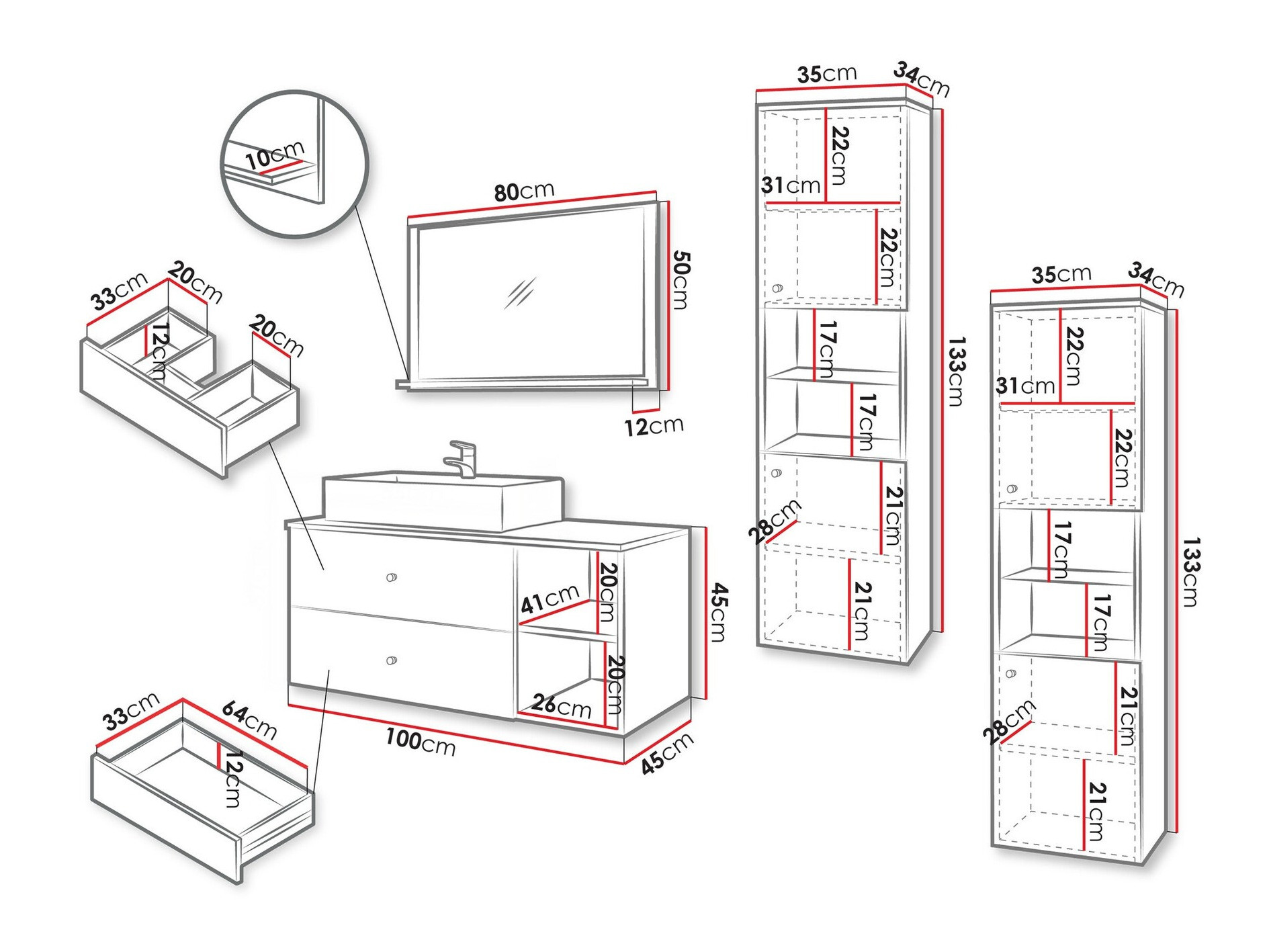 Badkamerset Ophruvi 102 (Wit)