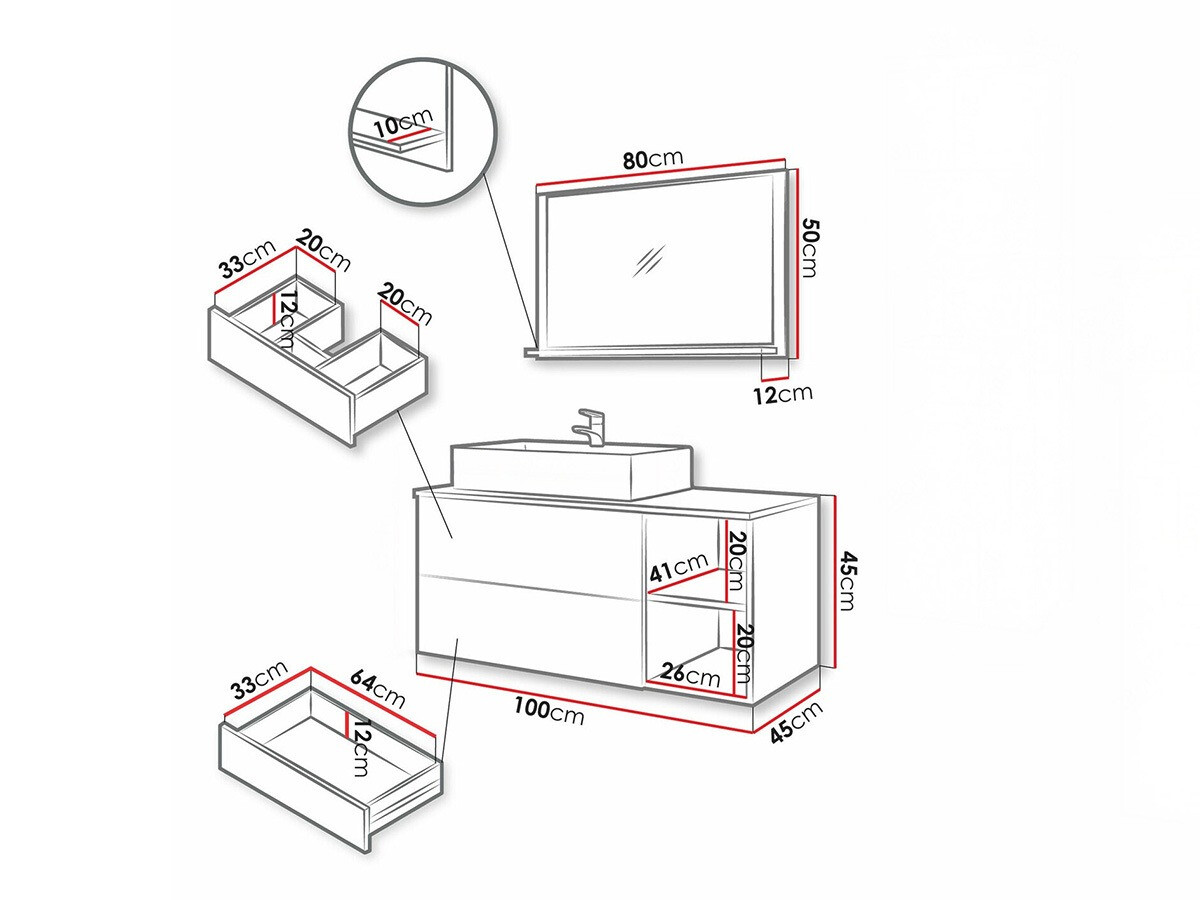 Badkamerset Ophruvi 103 (Notenhout + Wit marmer)