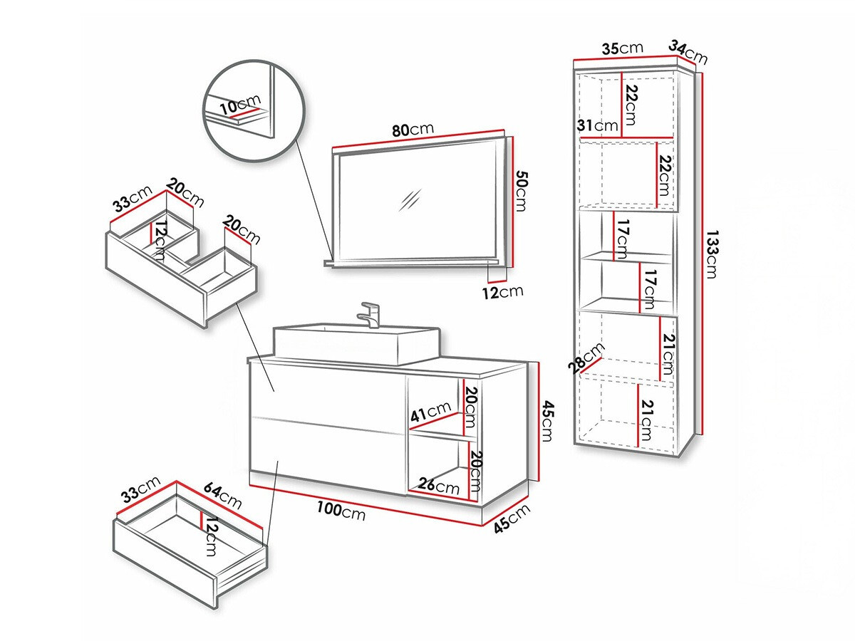 Badkamerset Ophruvi 104 (Zwart)