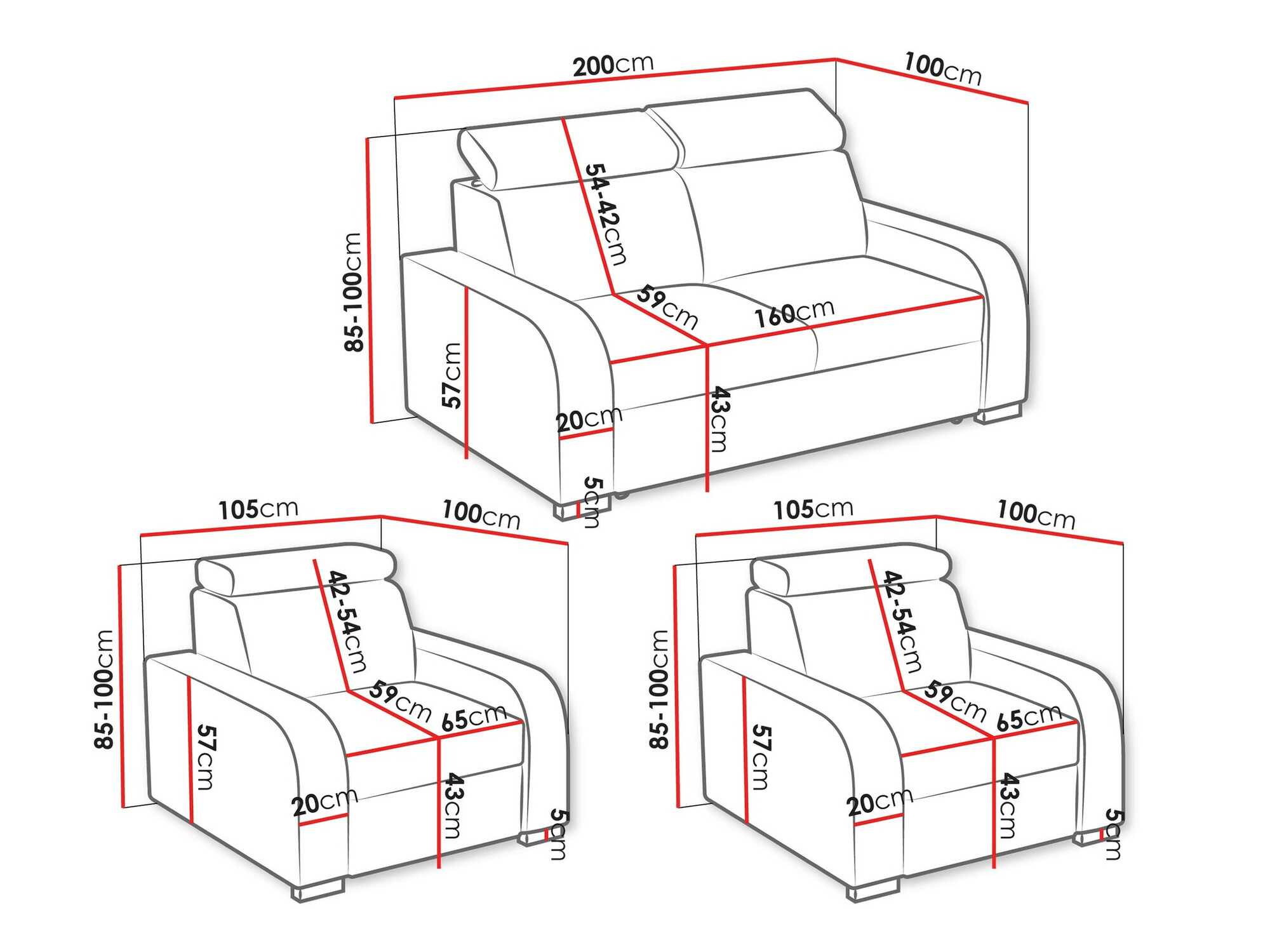 Gestoffeerde meubelset Etrcala 106 (Crown 2)