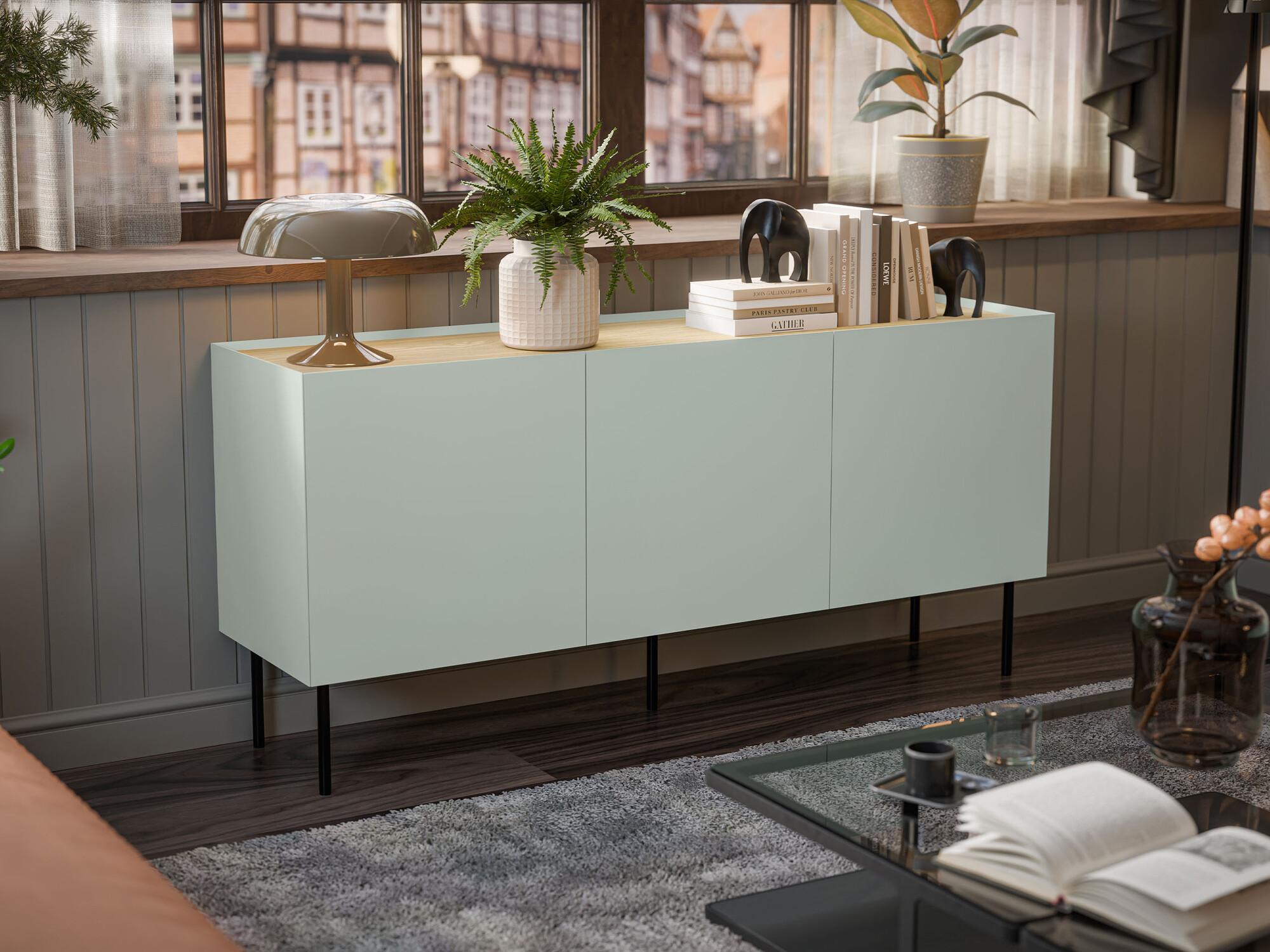 Dressoir Melbela 104 (Licht olijfboom + Eiken)