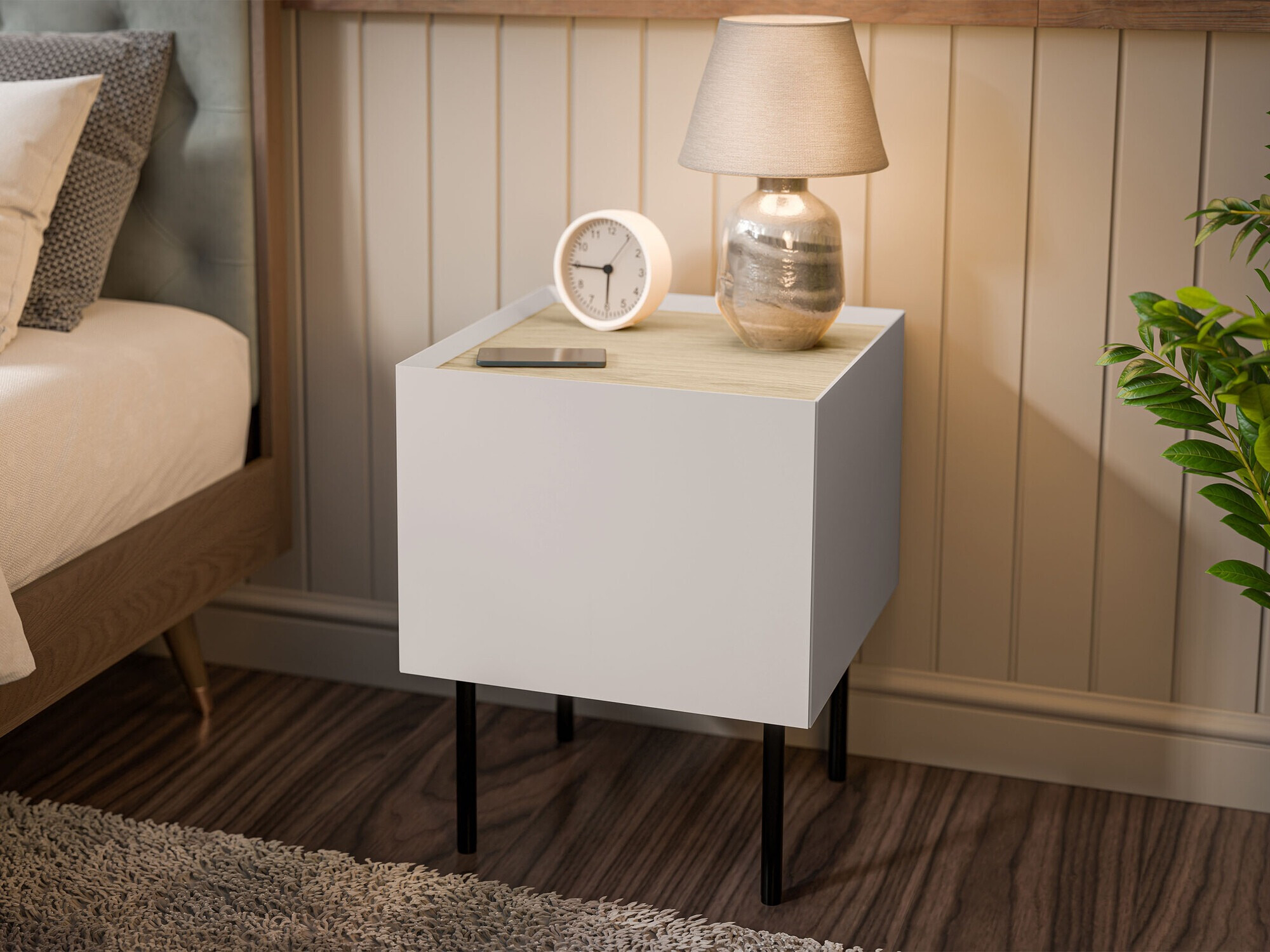 Een set nachtkastjes Melbela 108 (Kasjmier + Eiken)