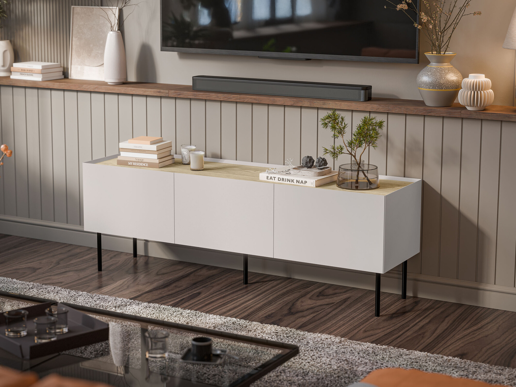 TV-meubel Melbela 106 (Kasjmier + Eiken)