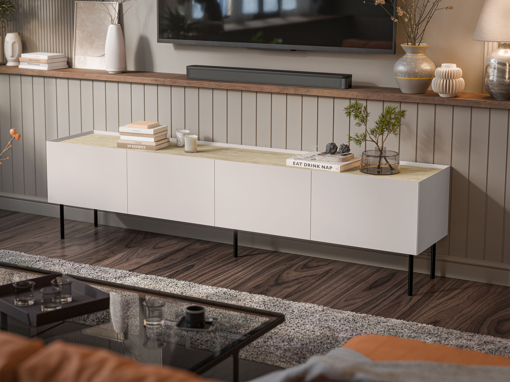 TV-meubel Melbela 107 (Kasjmier + Eiken)