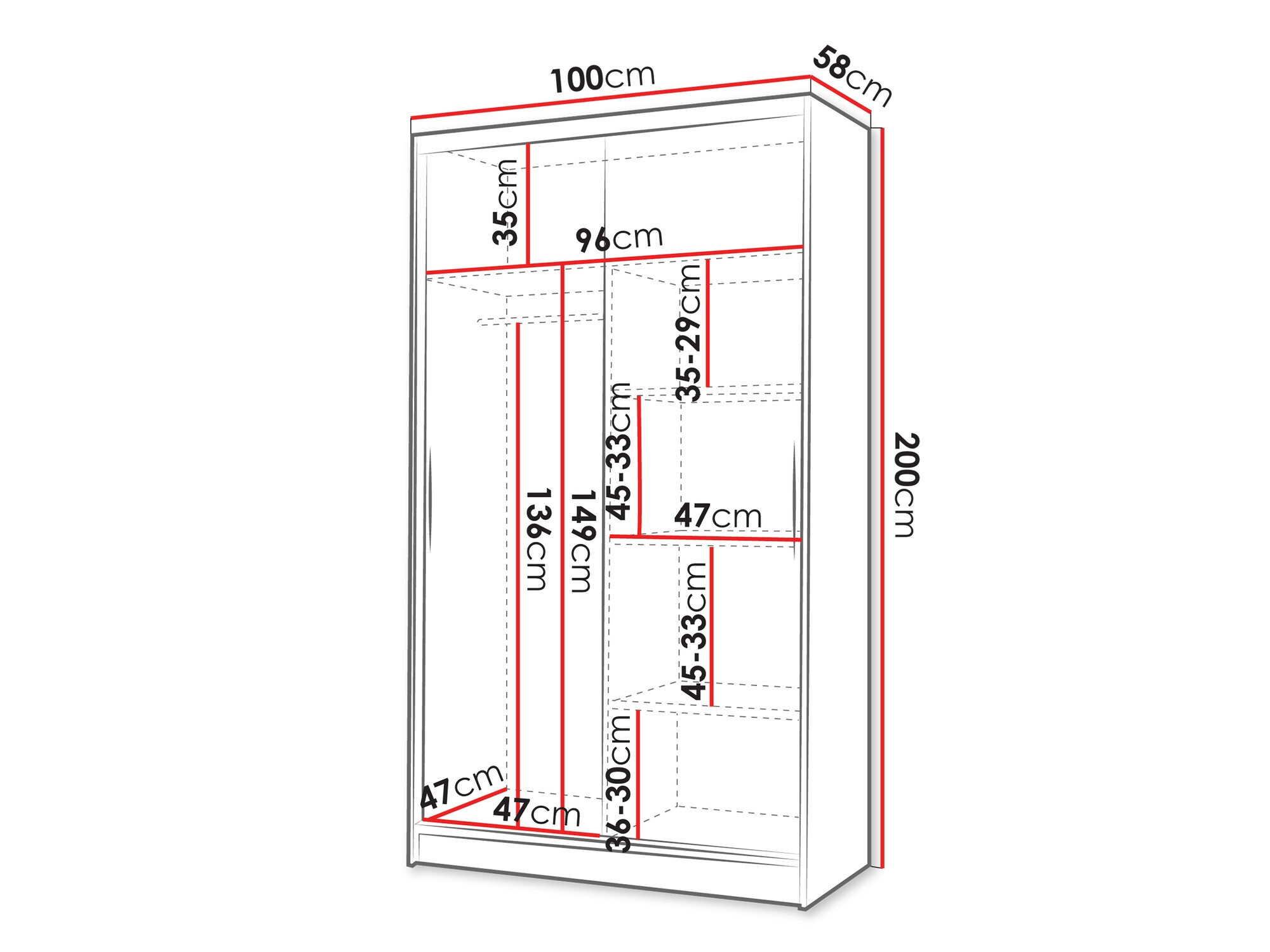 Kledingkast Closico 168 (Wit + Artisan eiken)