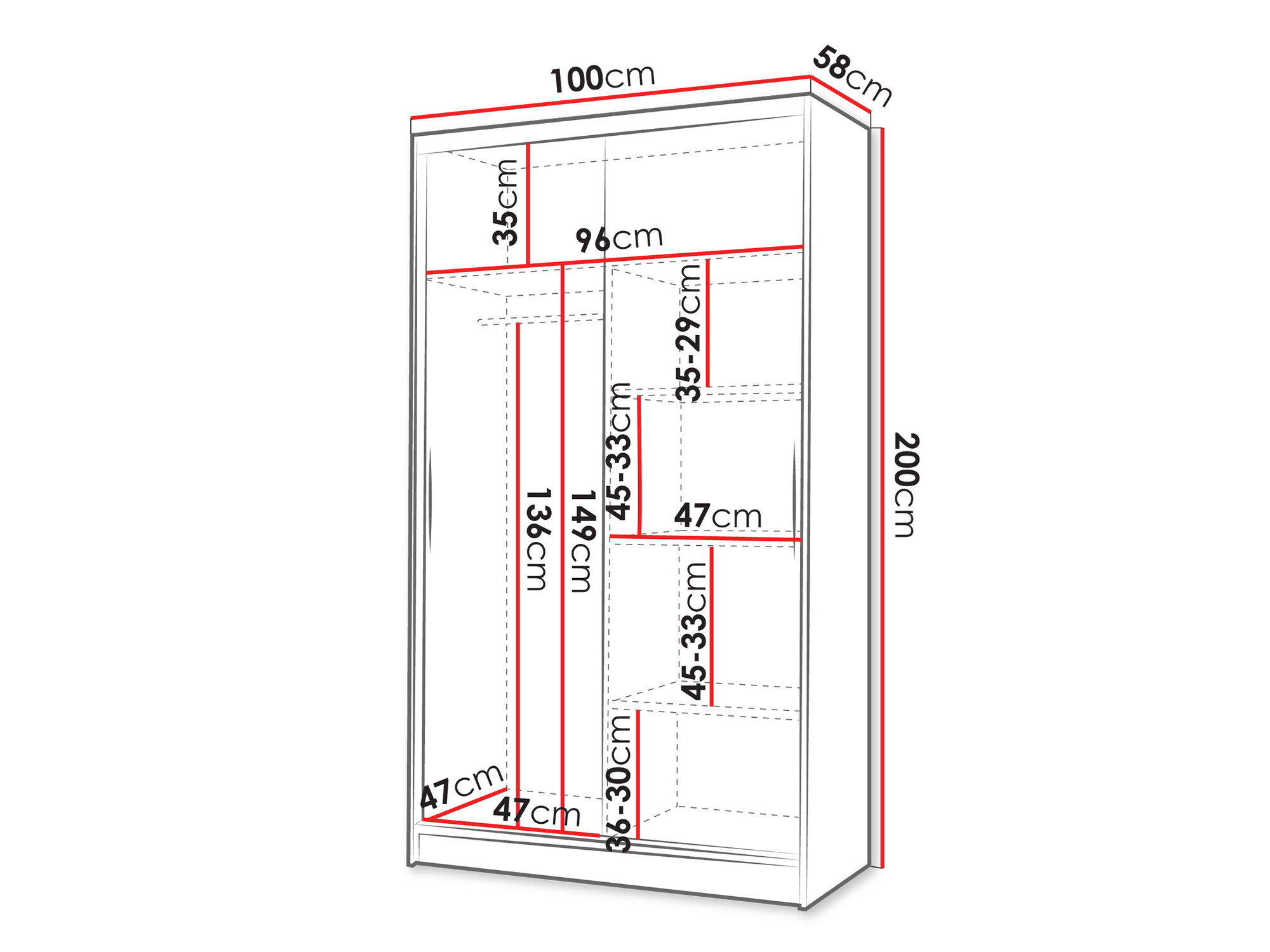 Kledingkast Closico Fractor V (Zwart + Artisan eiken)