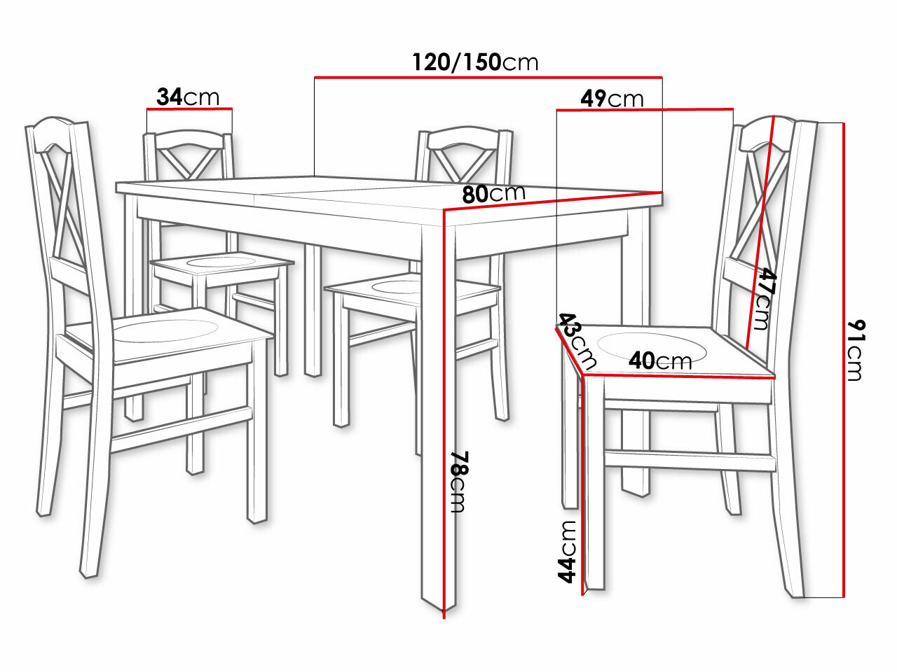Eetkamerset Victorville 280 (Zwart + Kleinzoon eik)