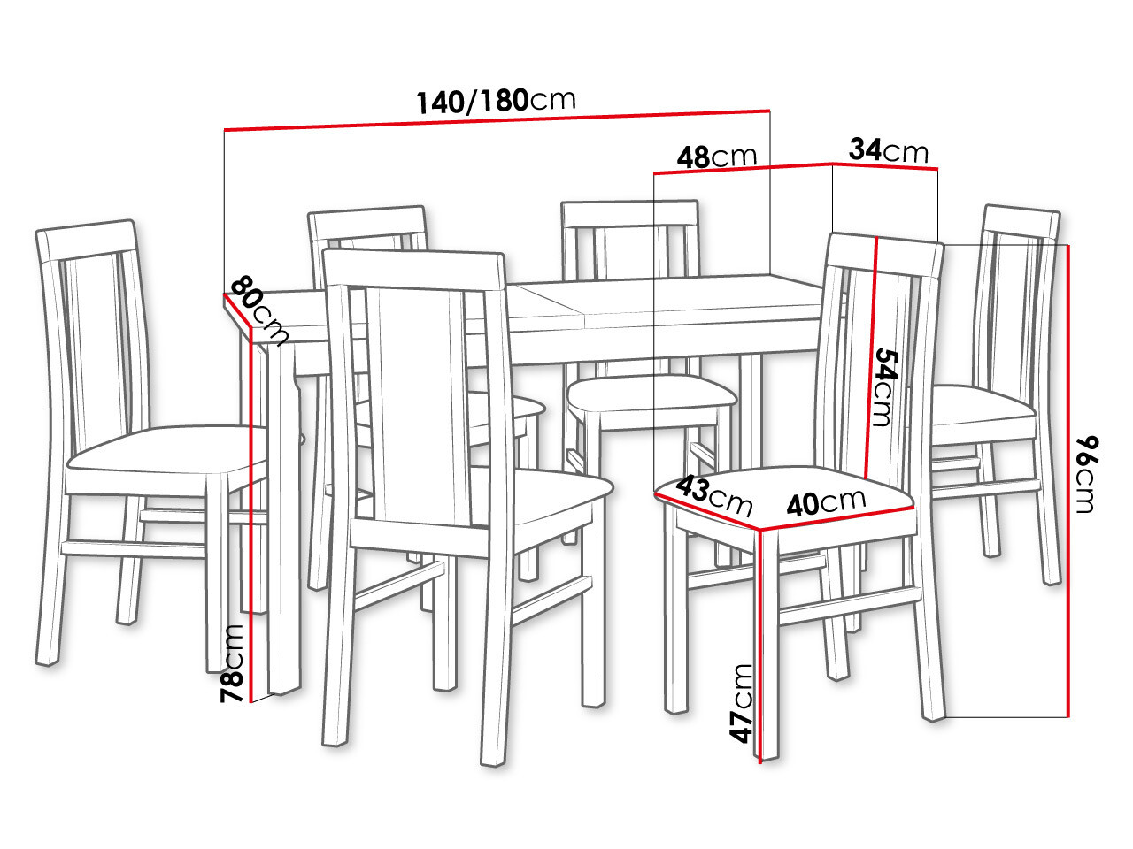 Eetkamerset Victorville 293 (Moer)