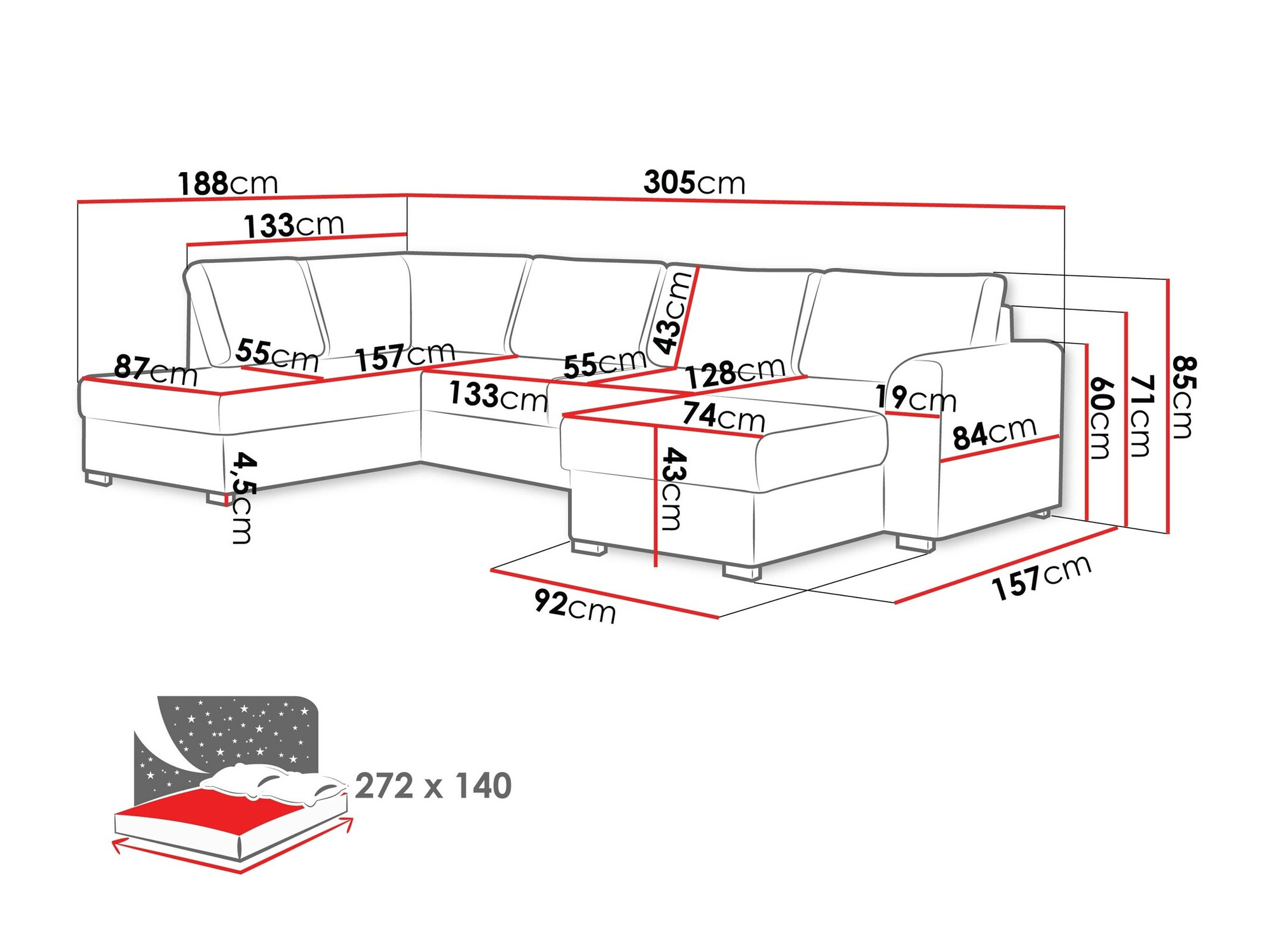 Hoekbank Comfivo 189 (Magic Velvet 2216 + Magic Velvet 2216-P137)